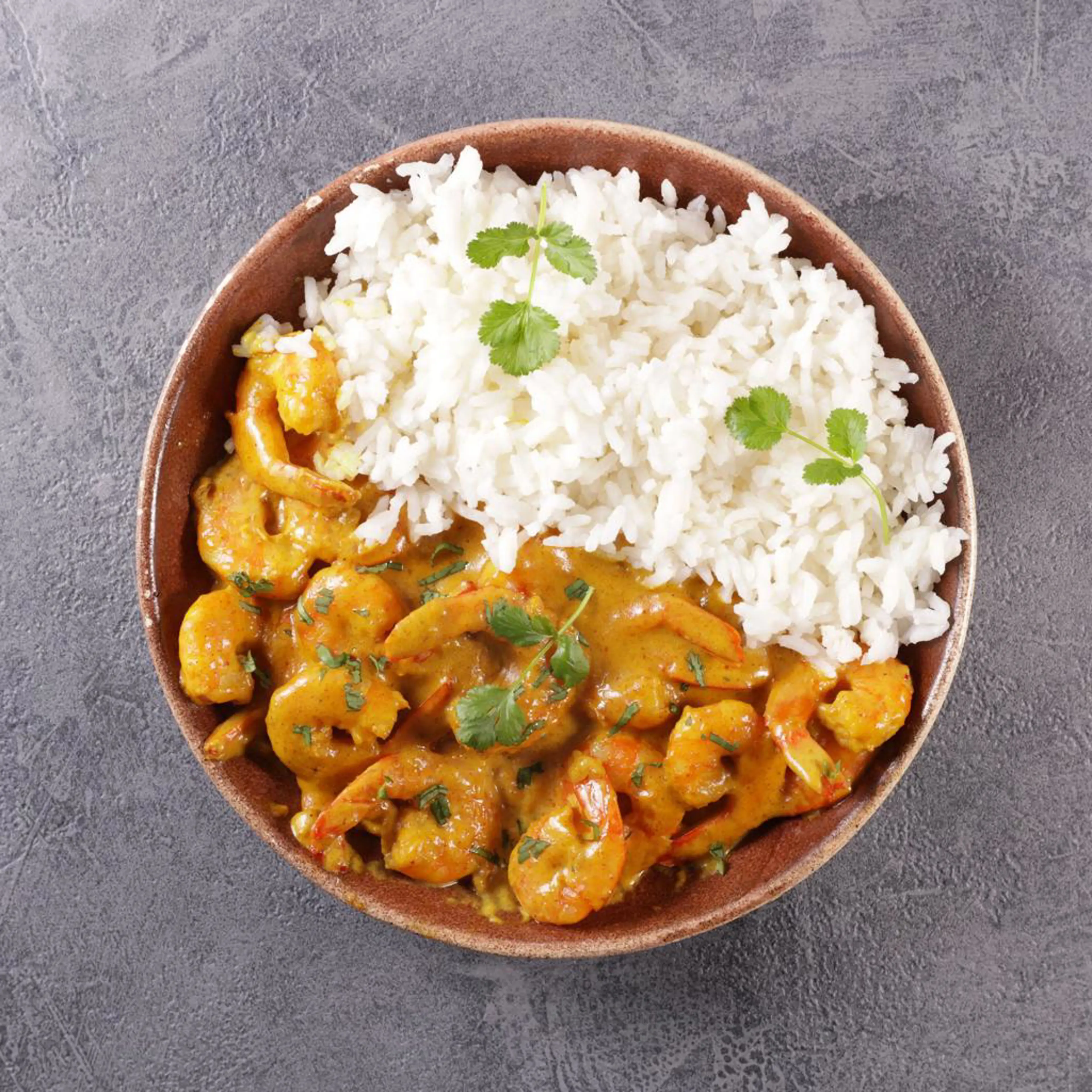 Garnalen met curry en pilafrijst