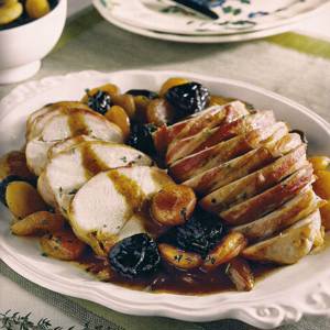 Kalvstek med torkade plommon