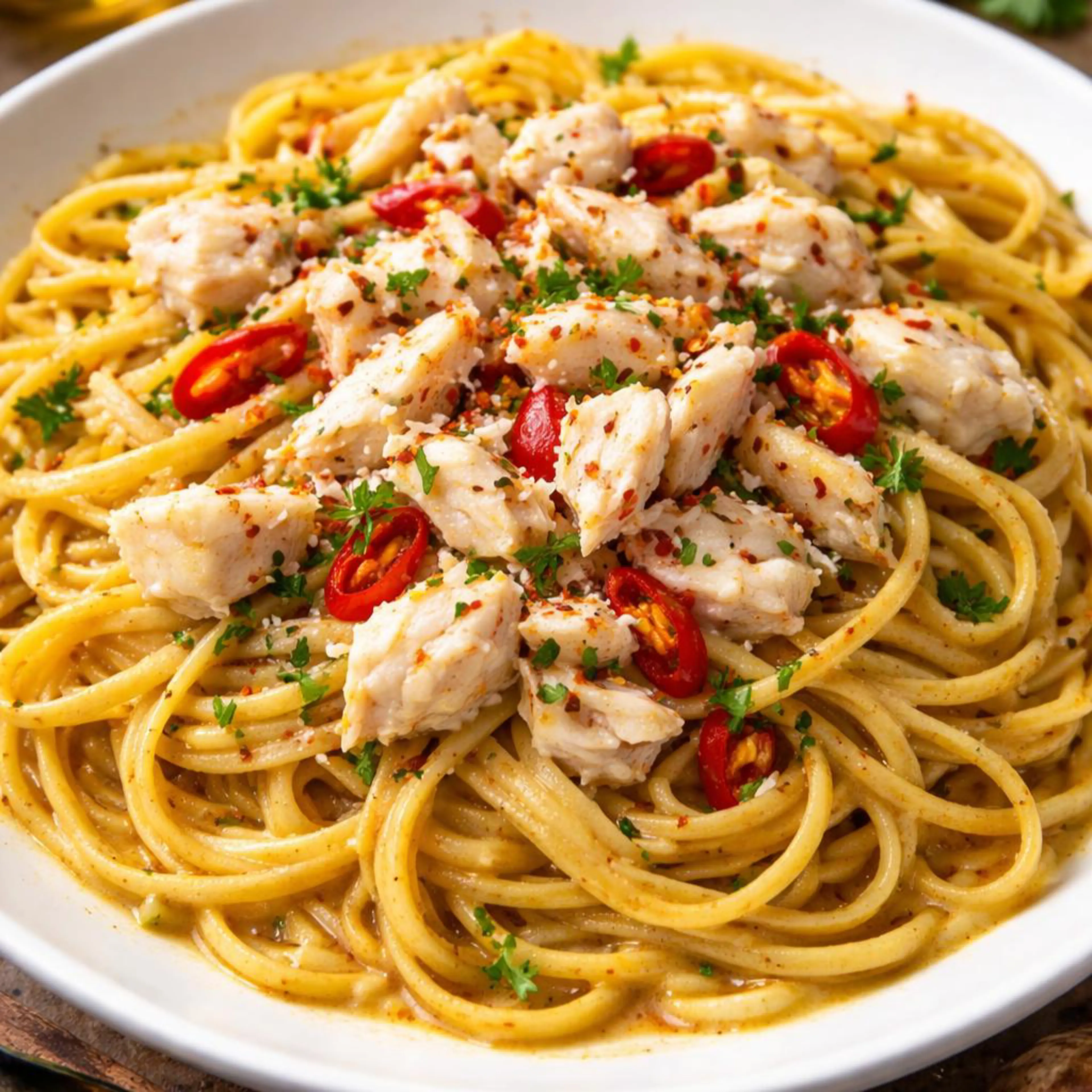 Yengeç etiyle linguine