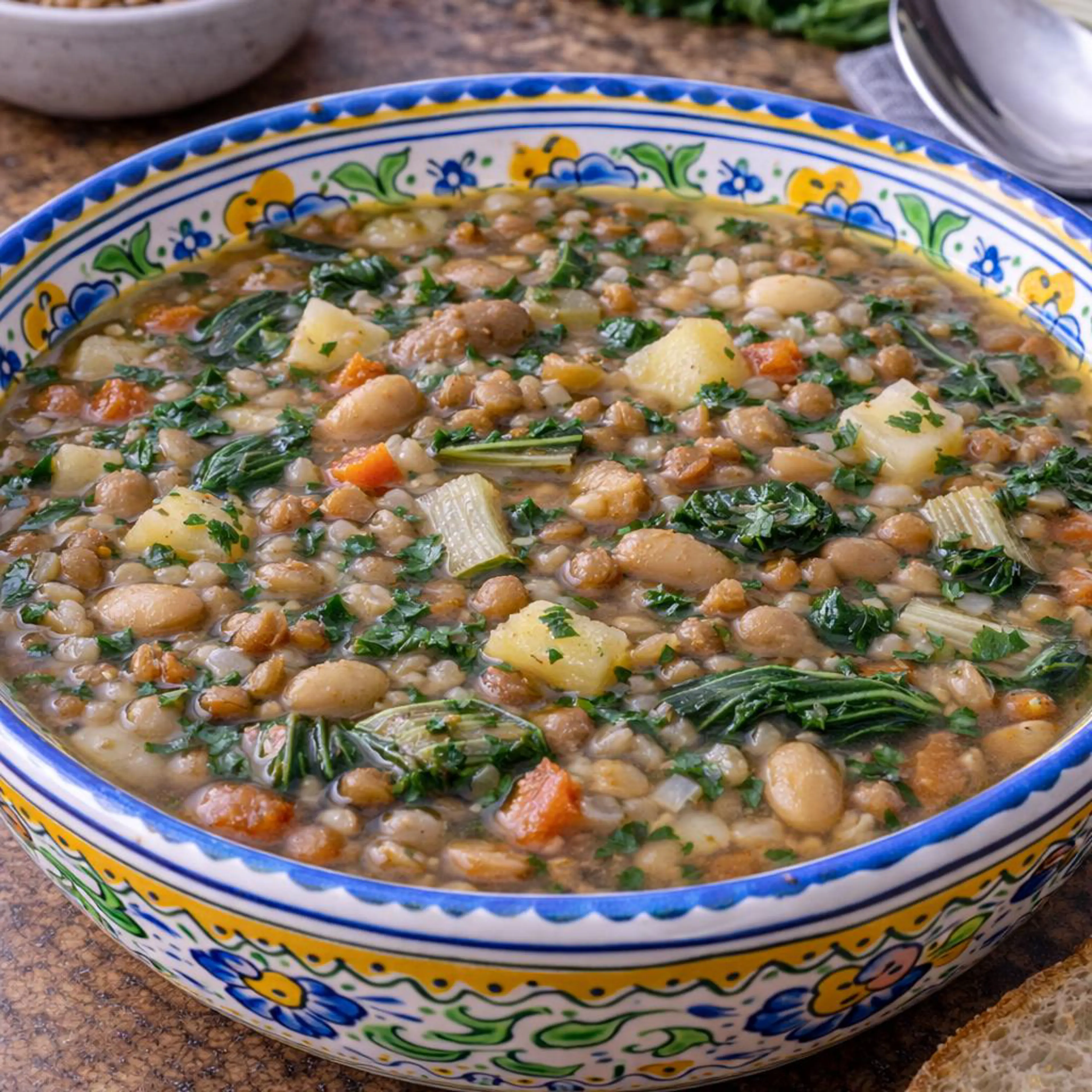 Minestra di coste e lenticchie
