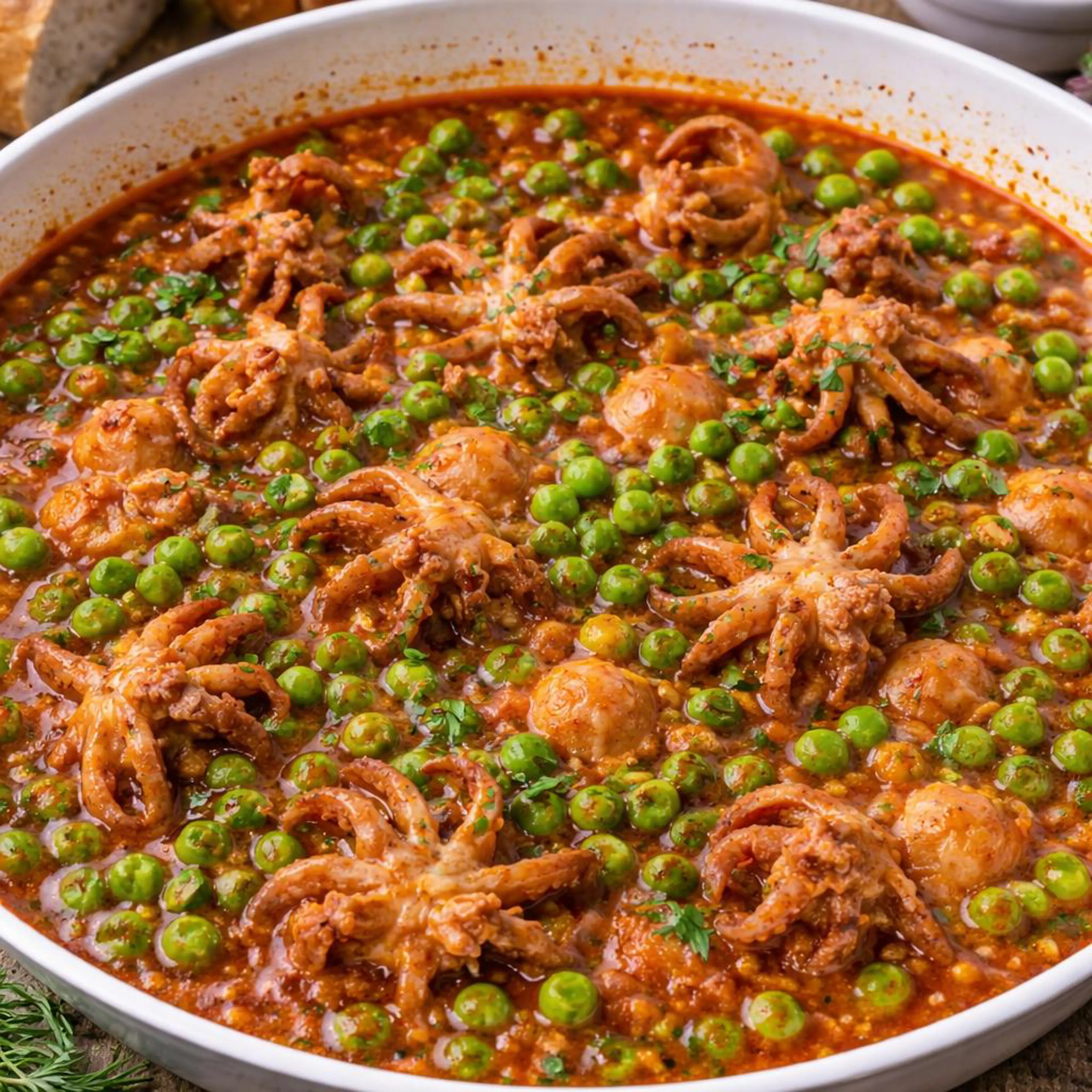 Petits poulpes aux petits pois