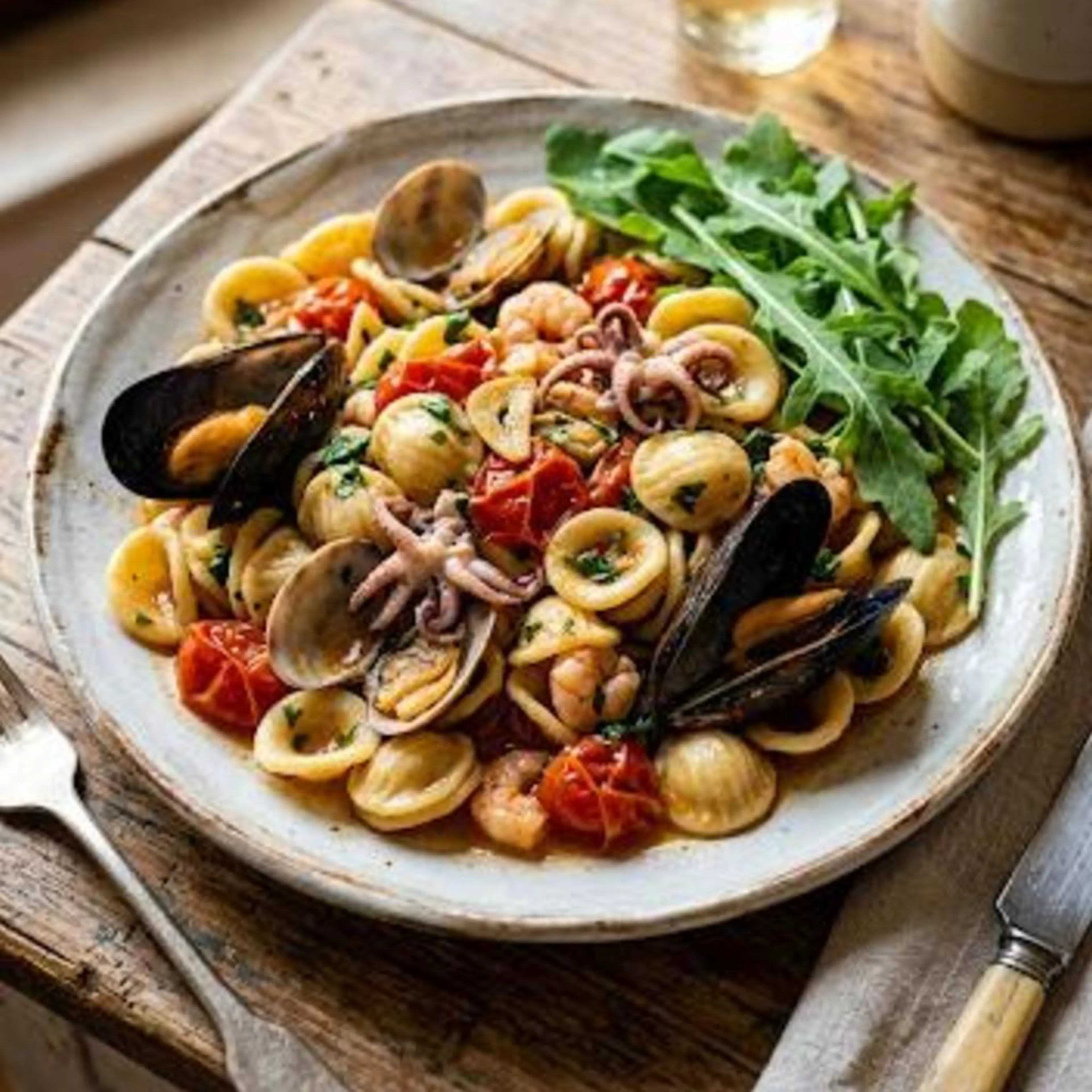 Orecchiette con mariscos