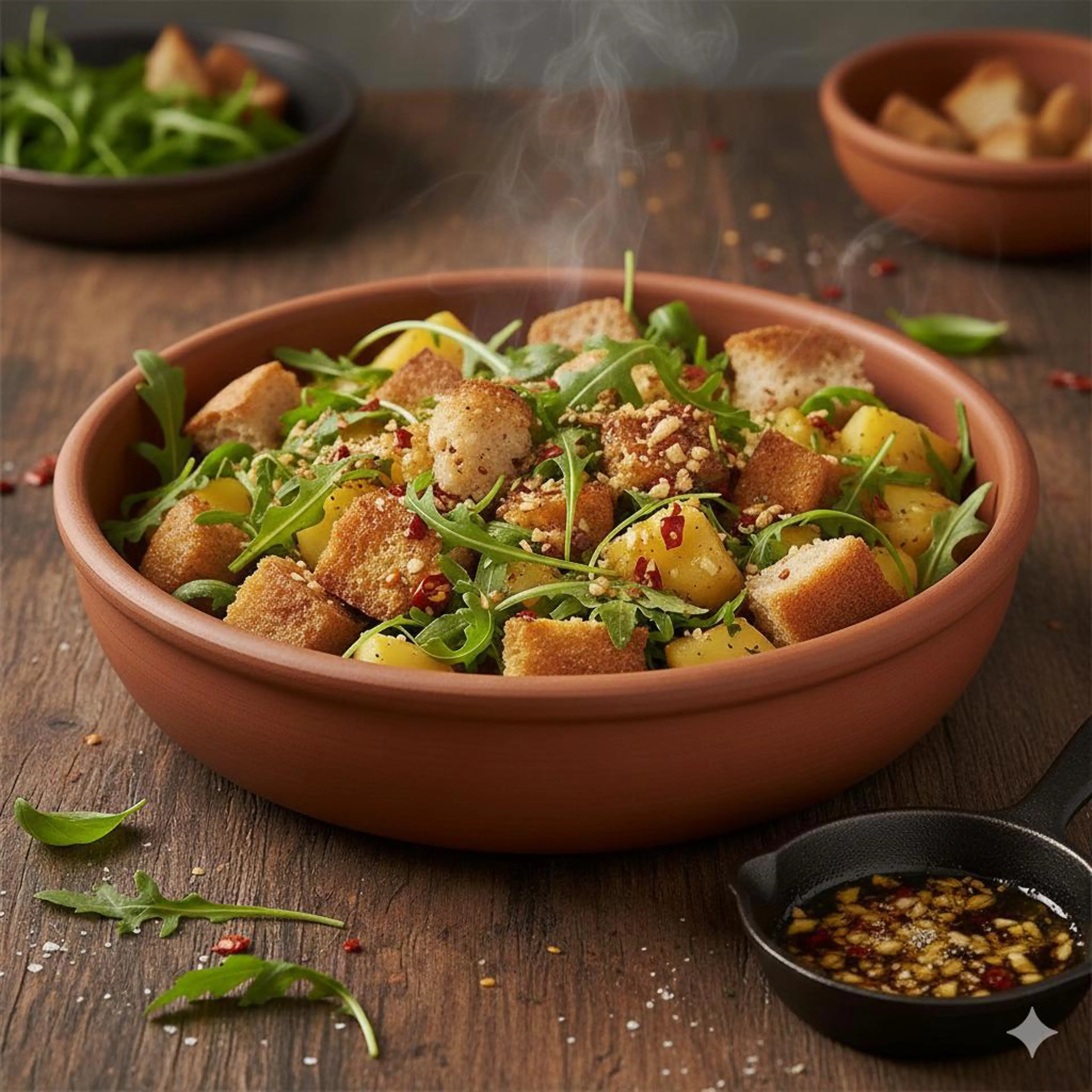 Pancotto met aardappelen en rucola