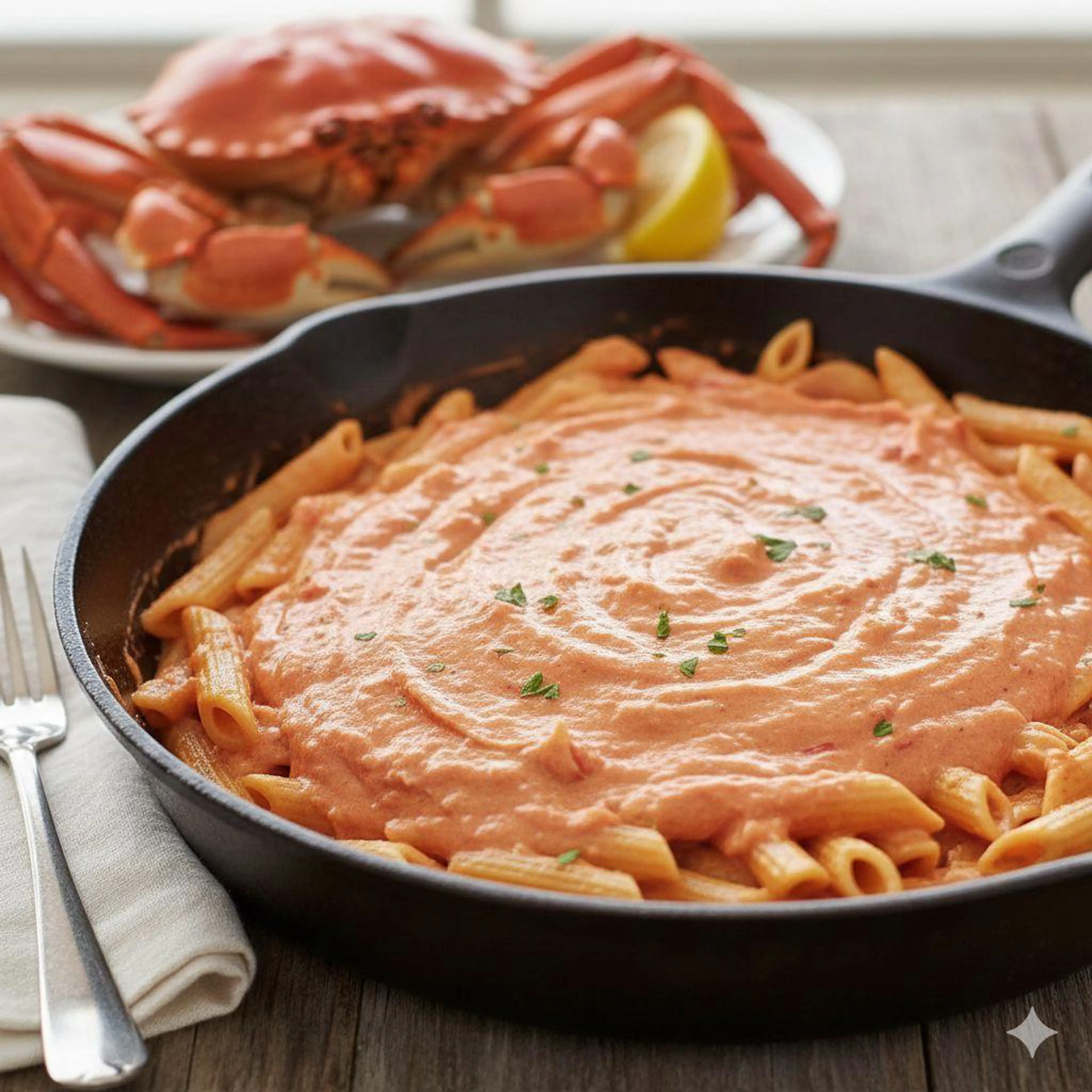 Pasta com caranguejo