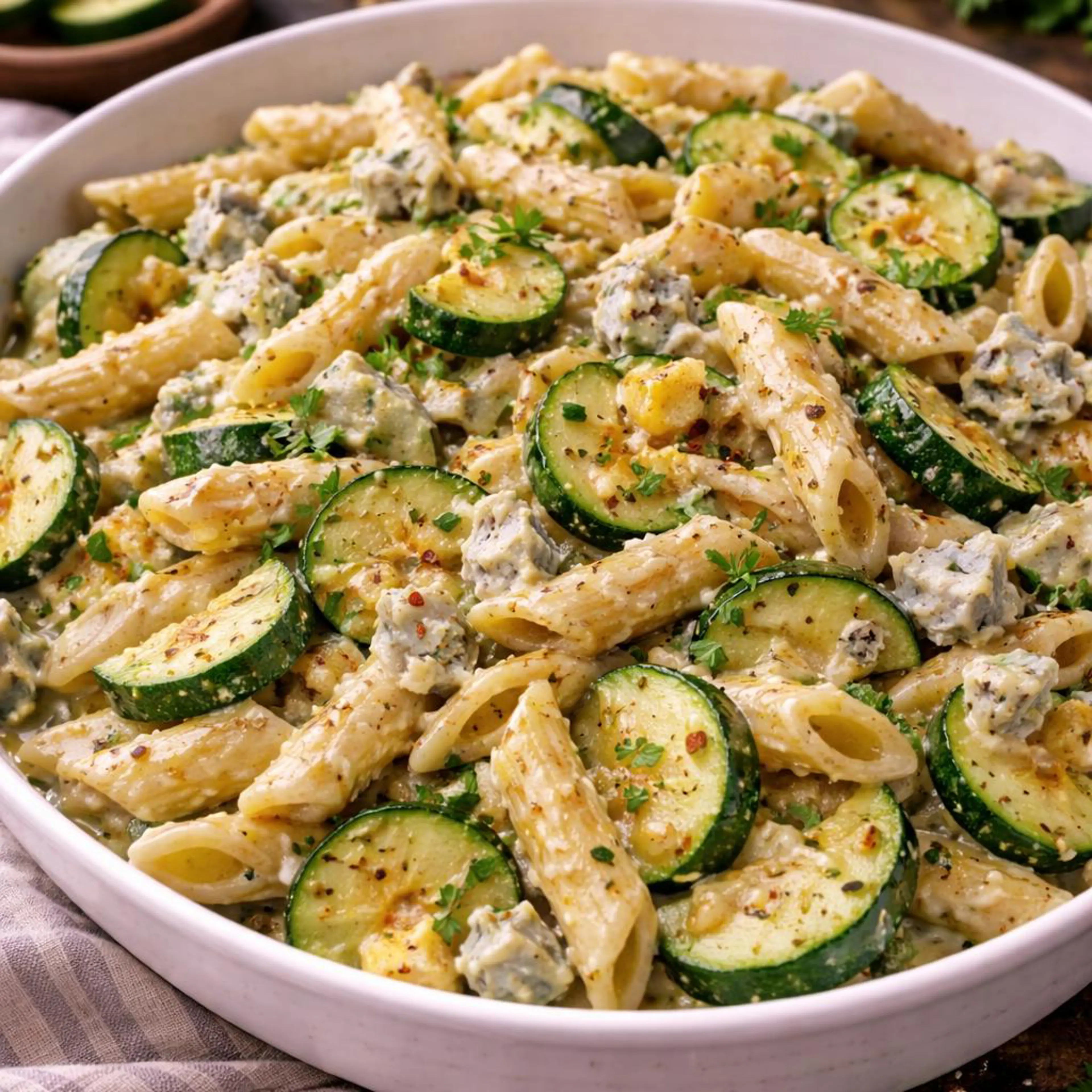 باستا بالكوسا والجبن غورغونزولا