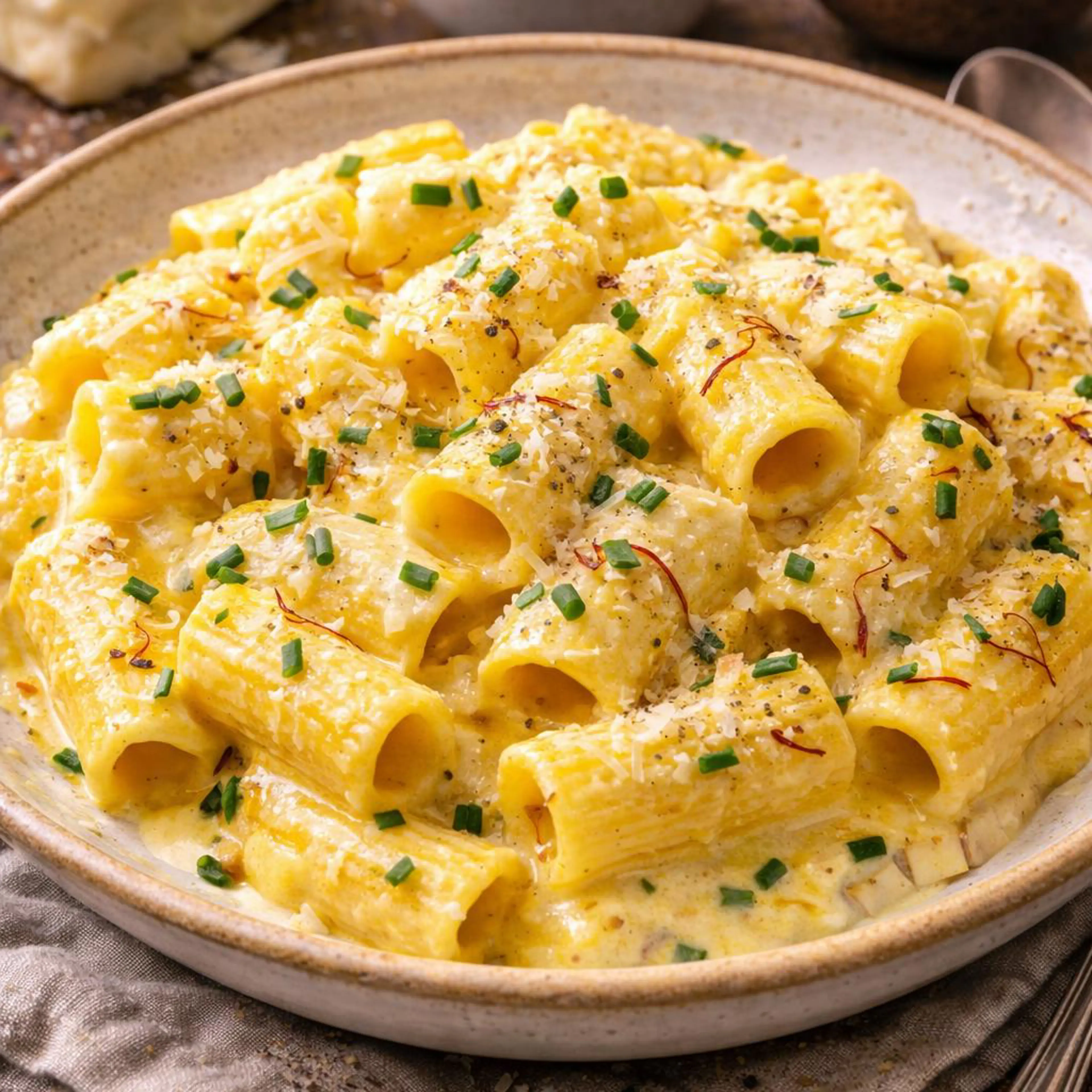 Massa com taleggio e açafrão