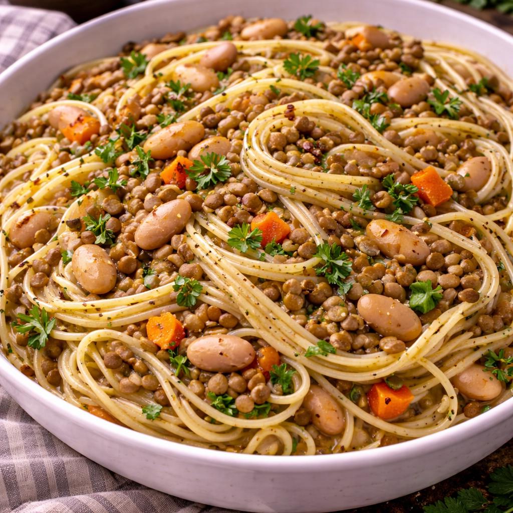 Pasta mit Bohnen und Hähnchenwurst