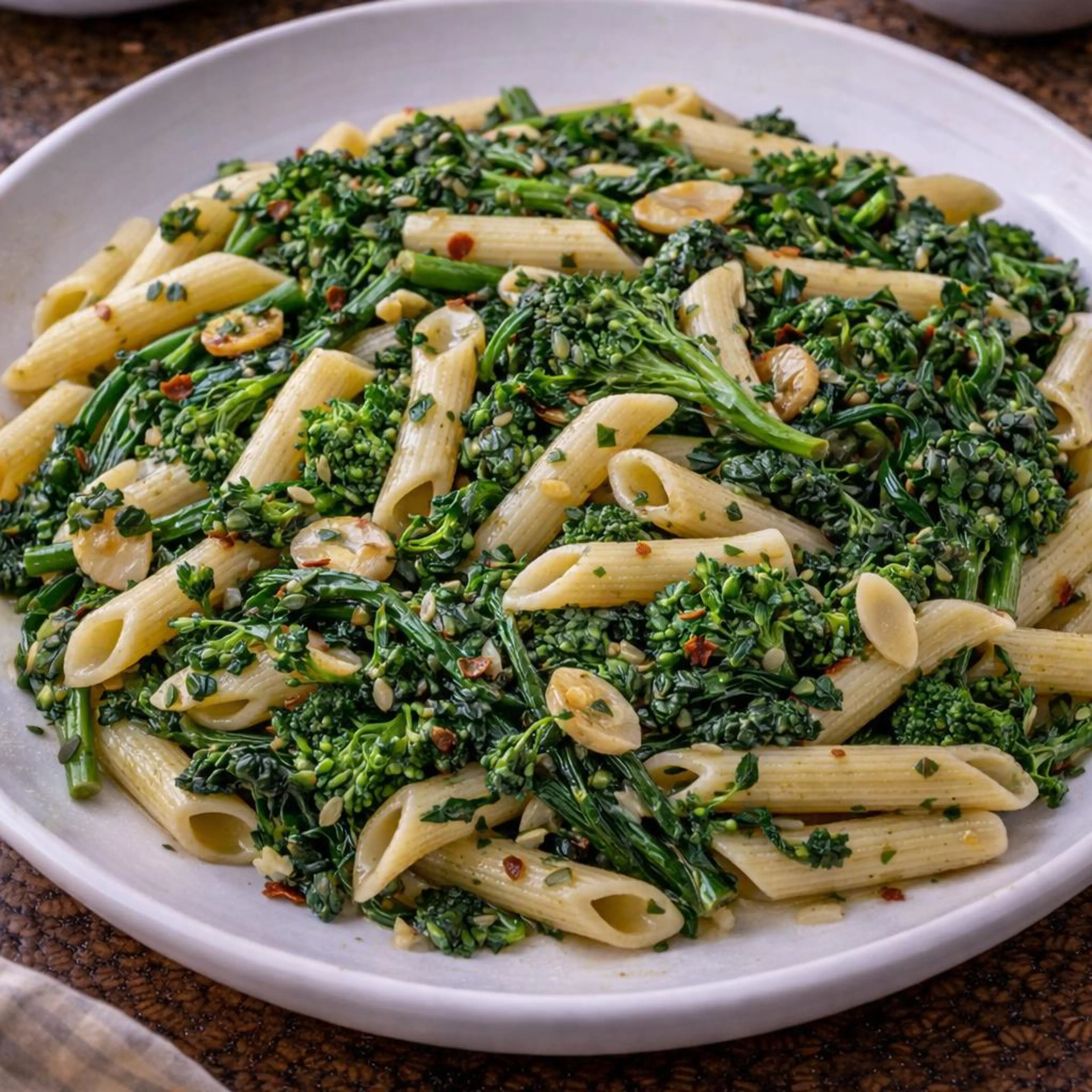 Penne com grelos