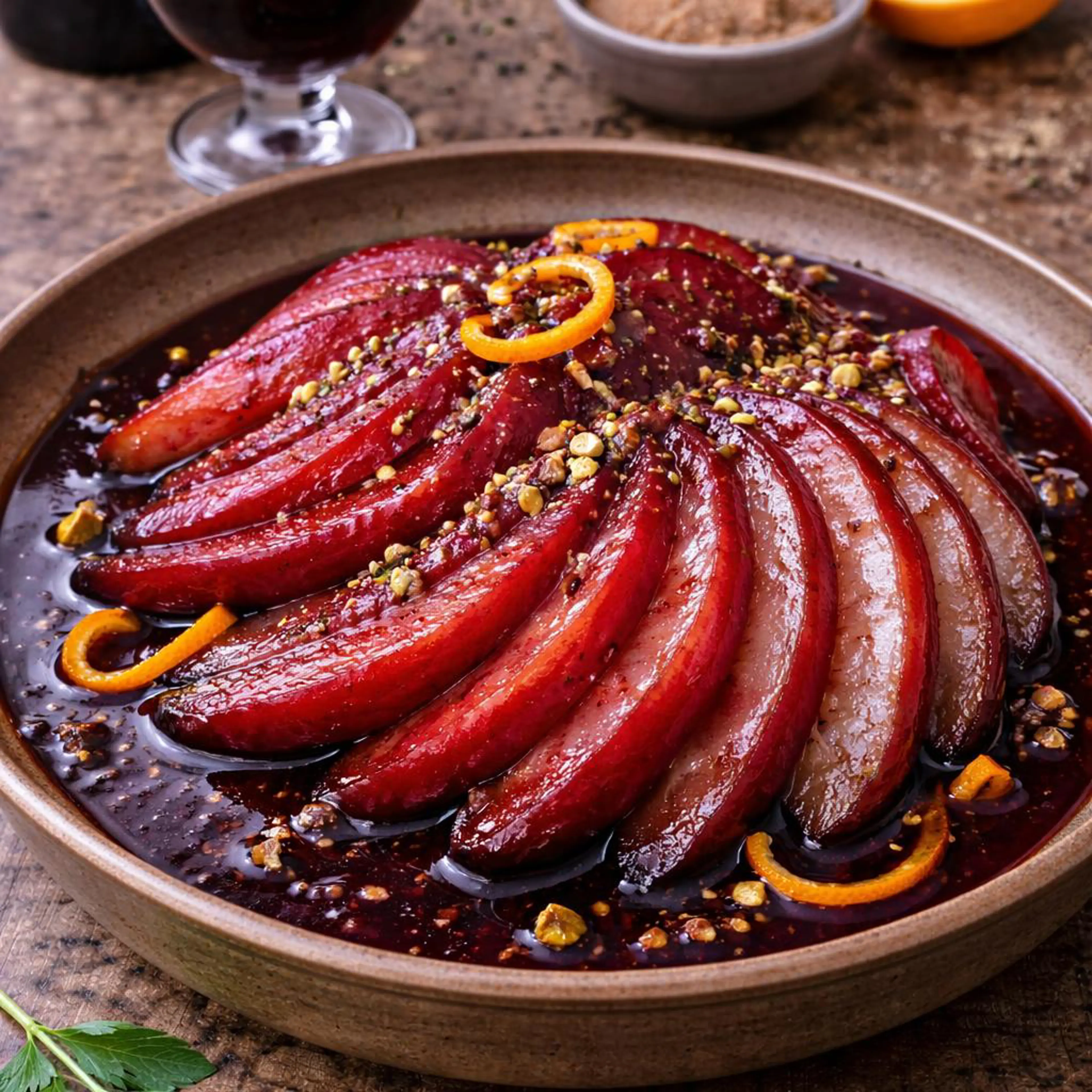 Peren met Barolo