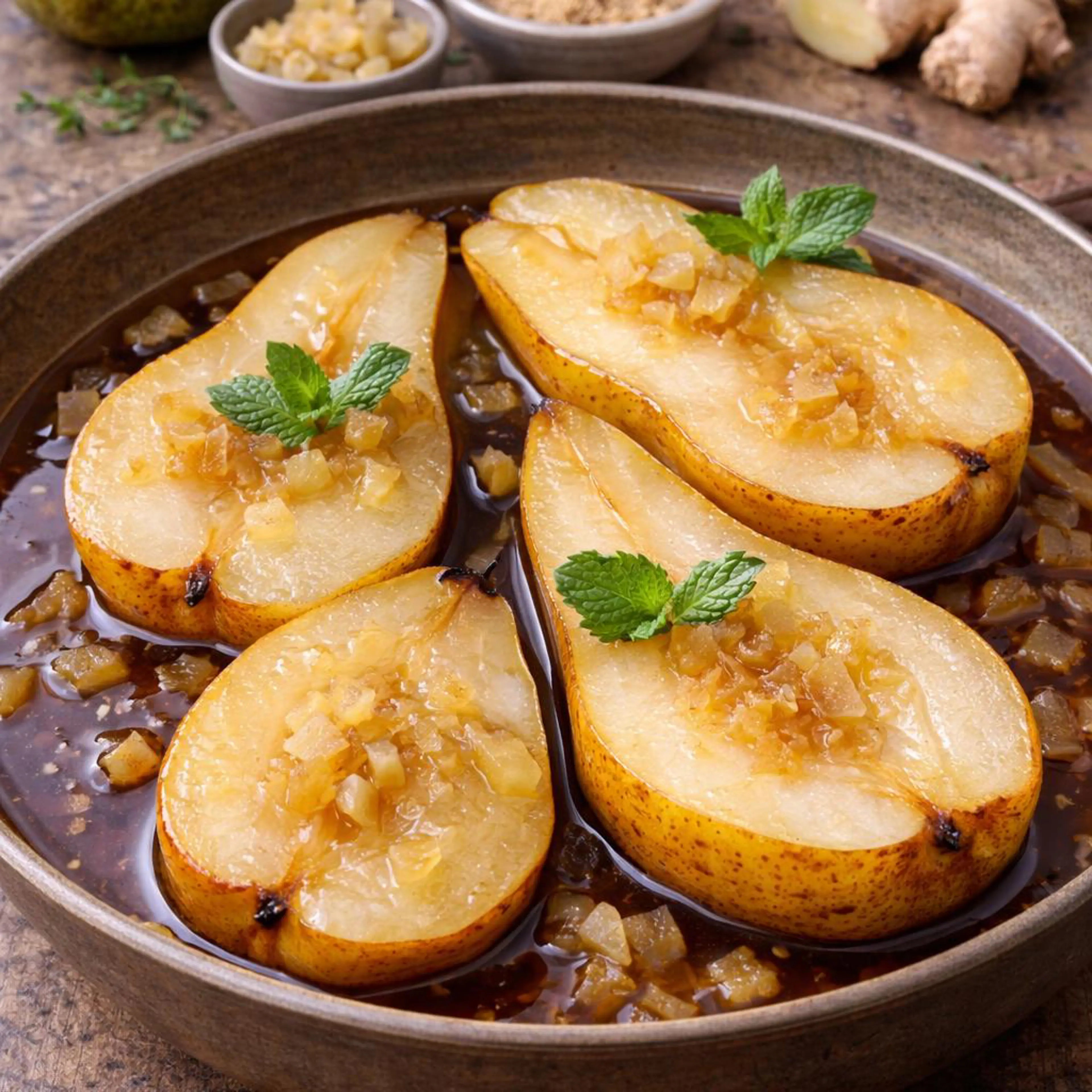 Baked pears with ginger