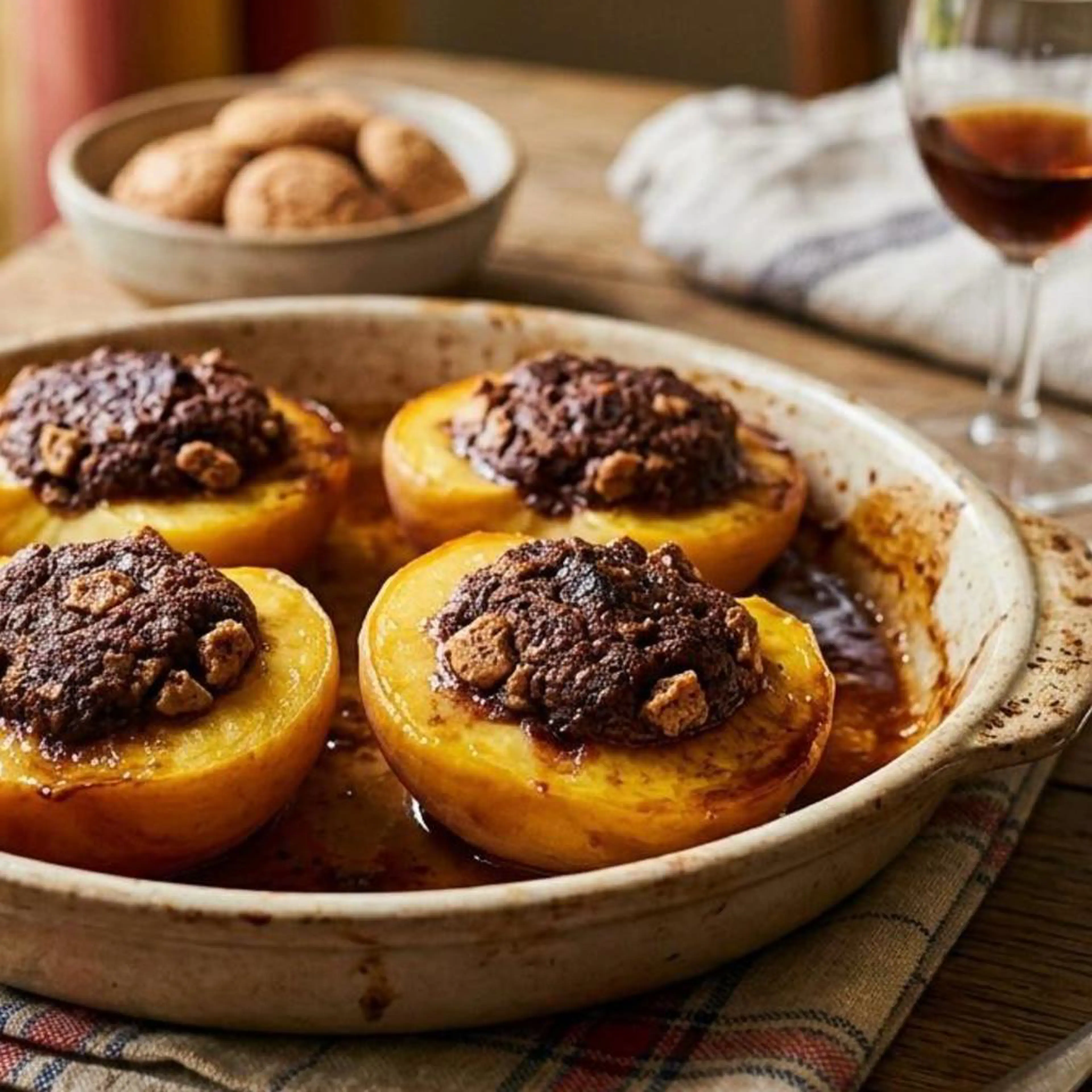 Pêches aux amaretti