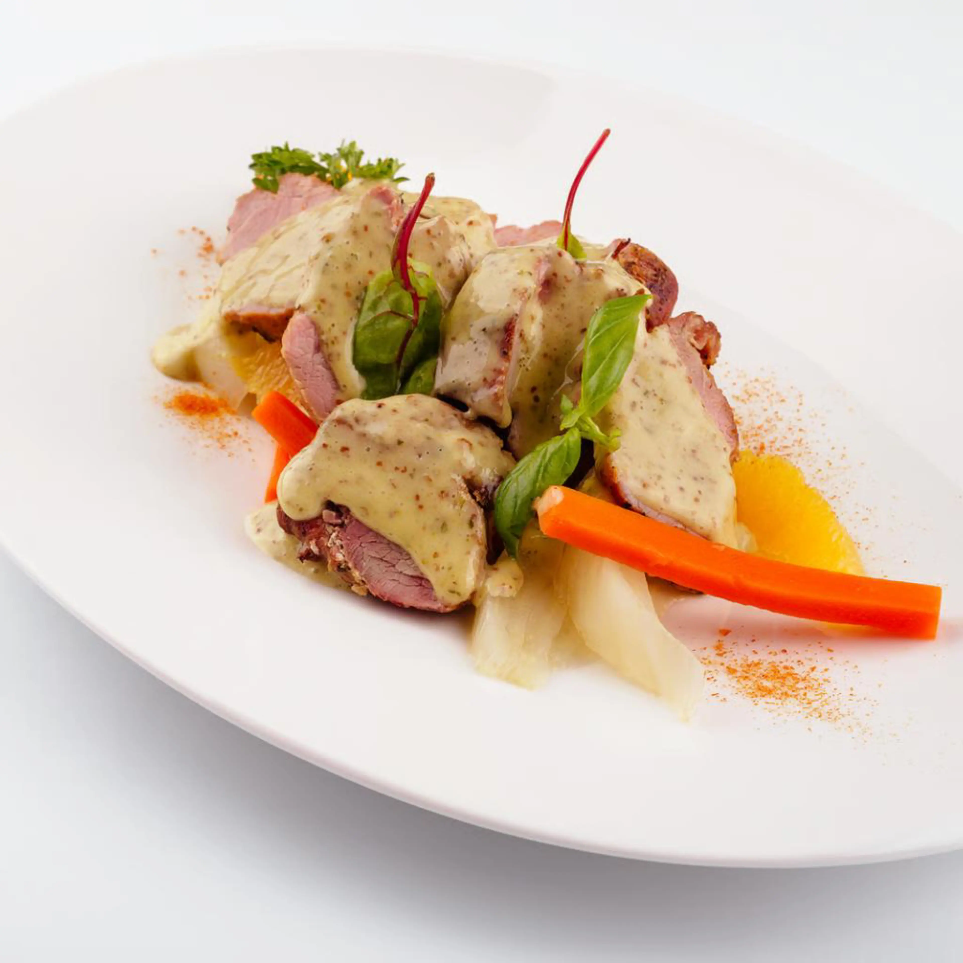 Magrets de canard à la moutarde