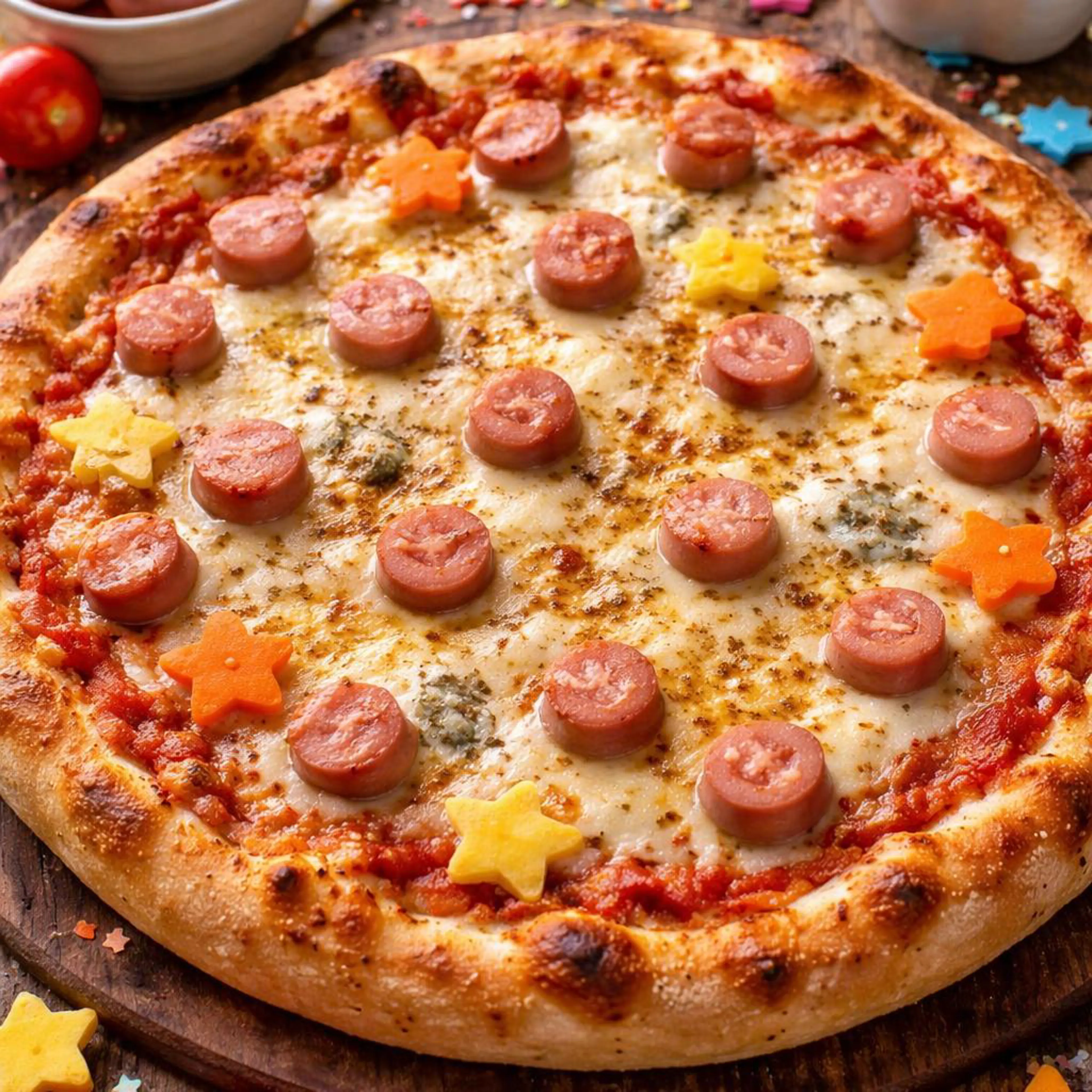 Pizza mit Würstchen