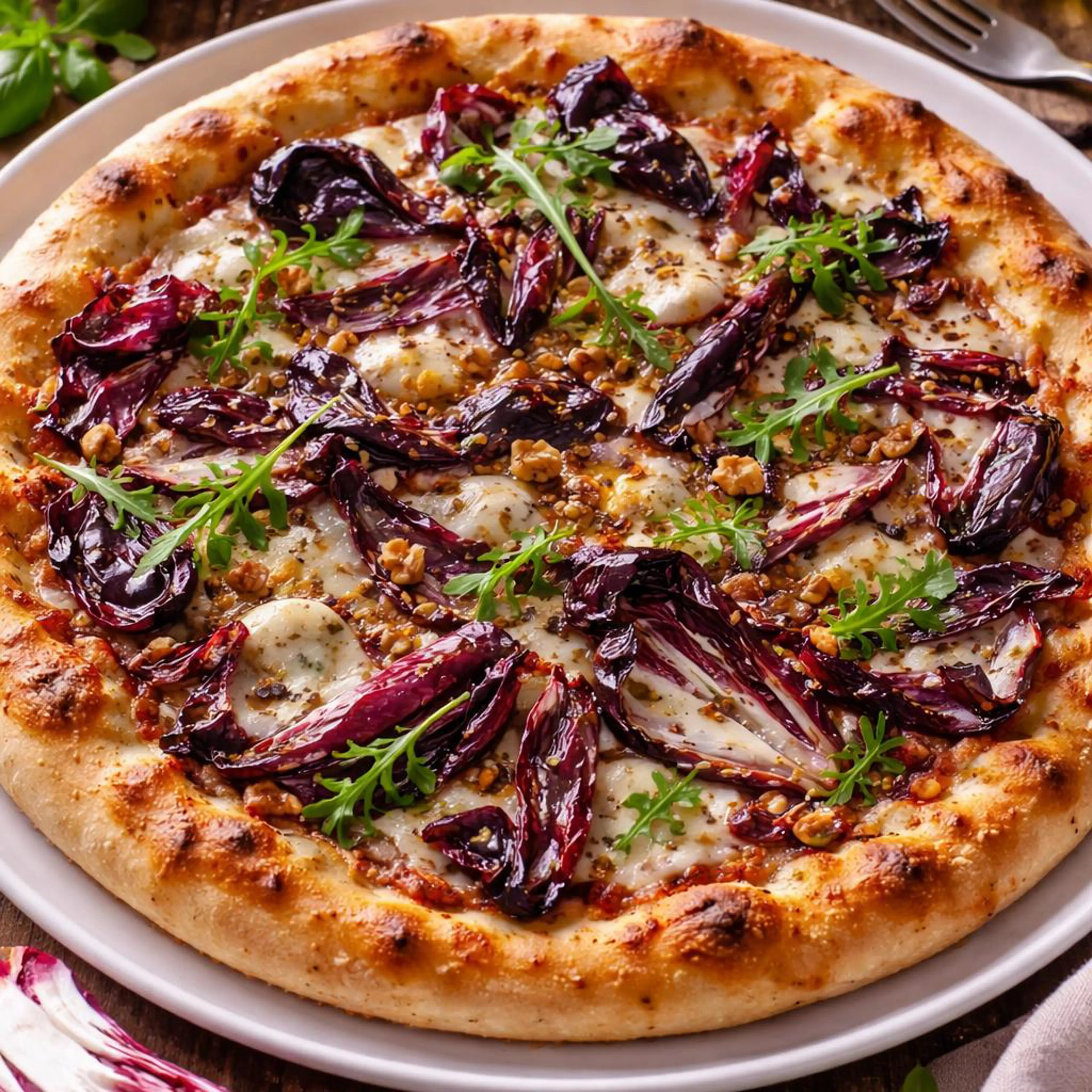Pizza à la chicorée rouge