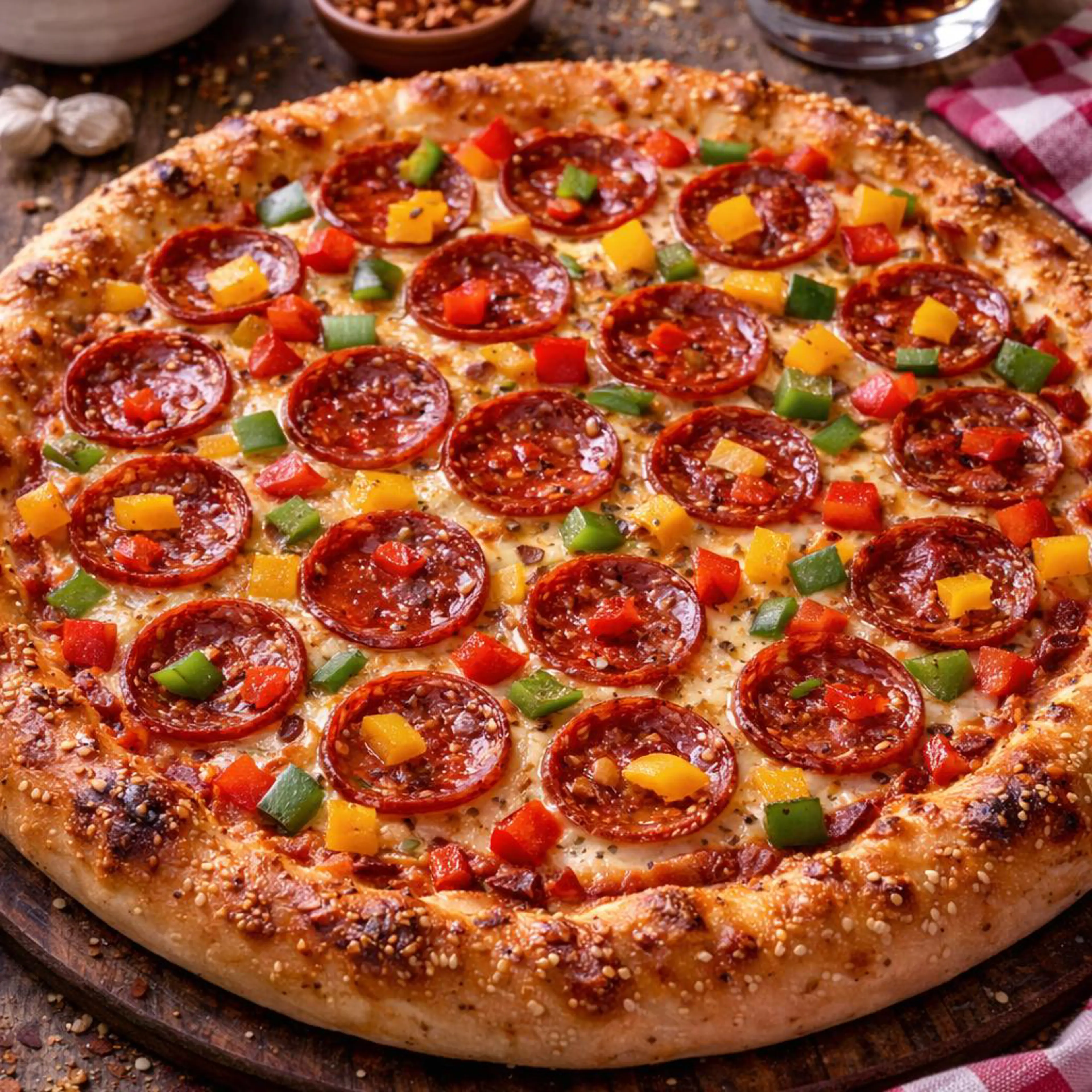 Pizza americana com pimentos