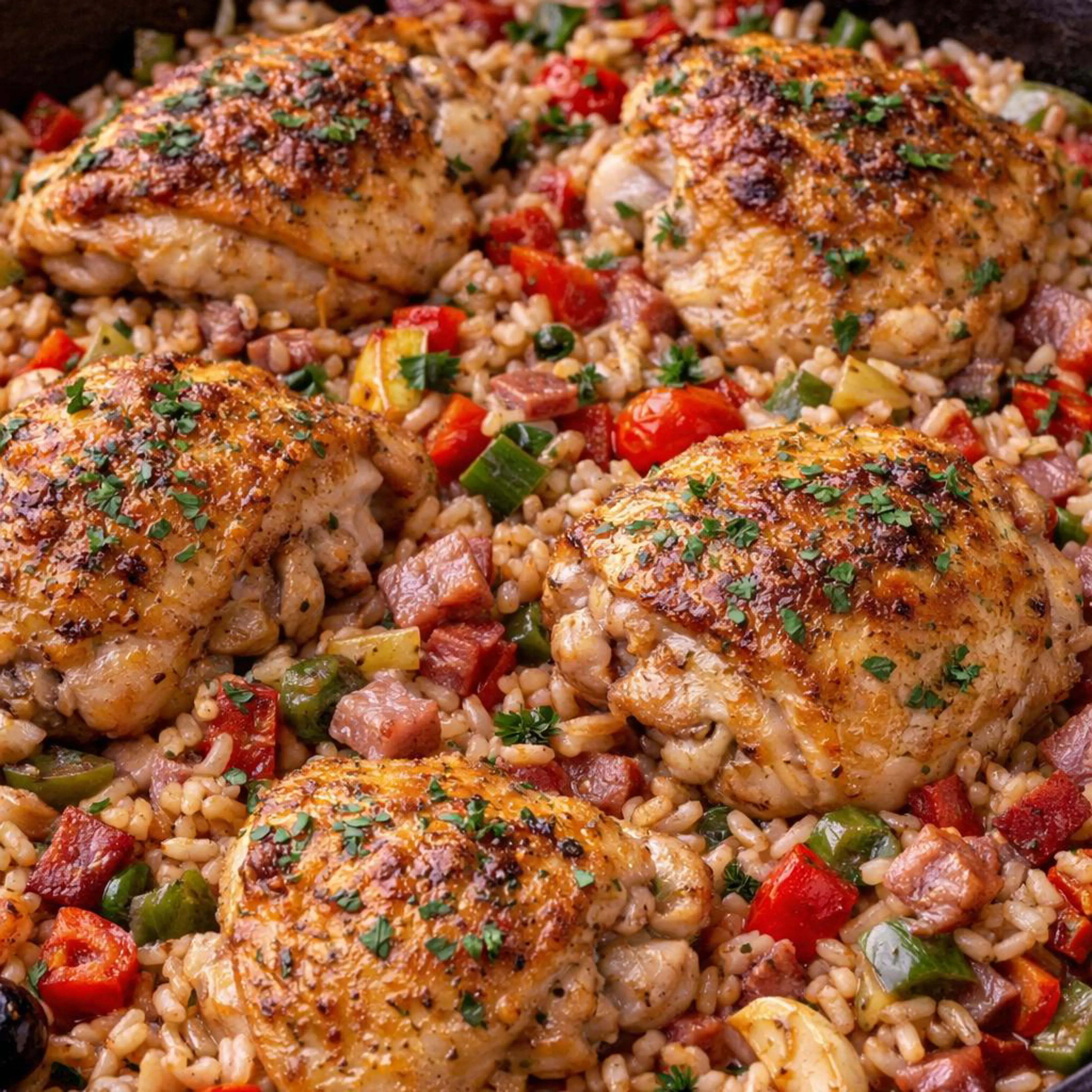 Frango com arroz e pimentões