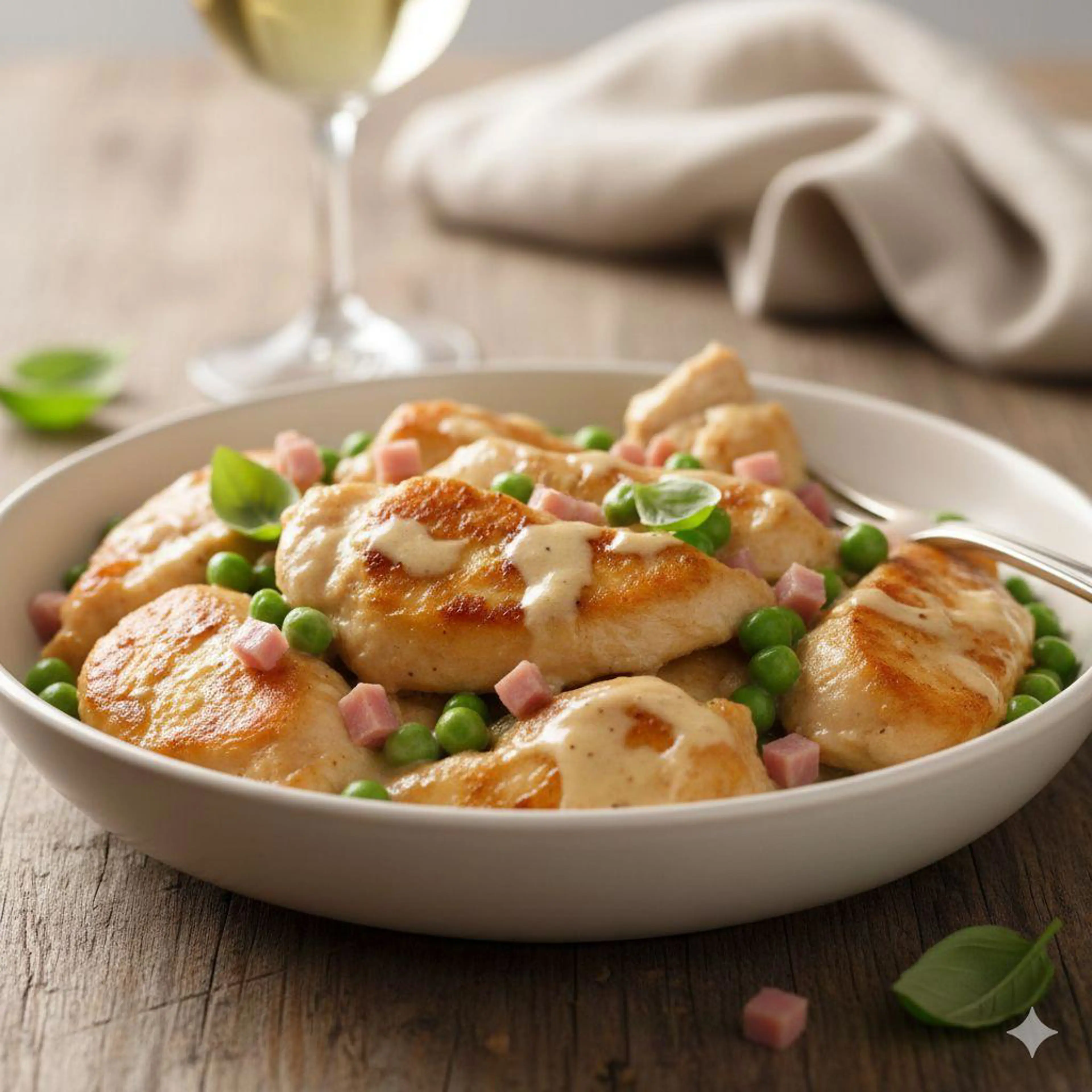 Pollo e piselli