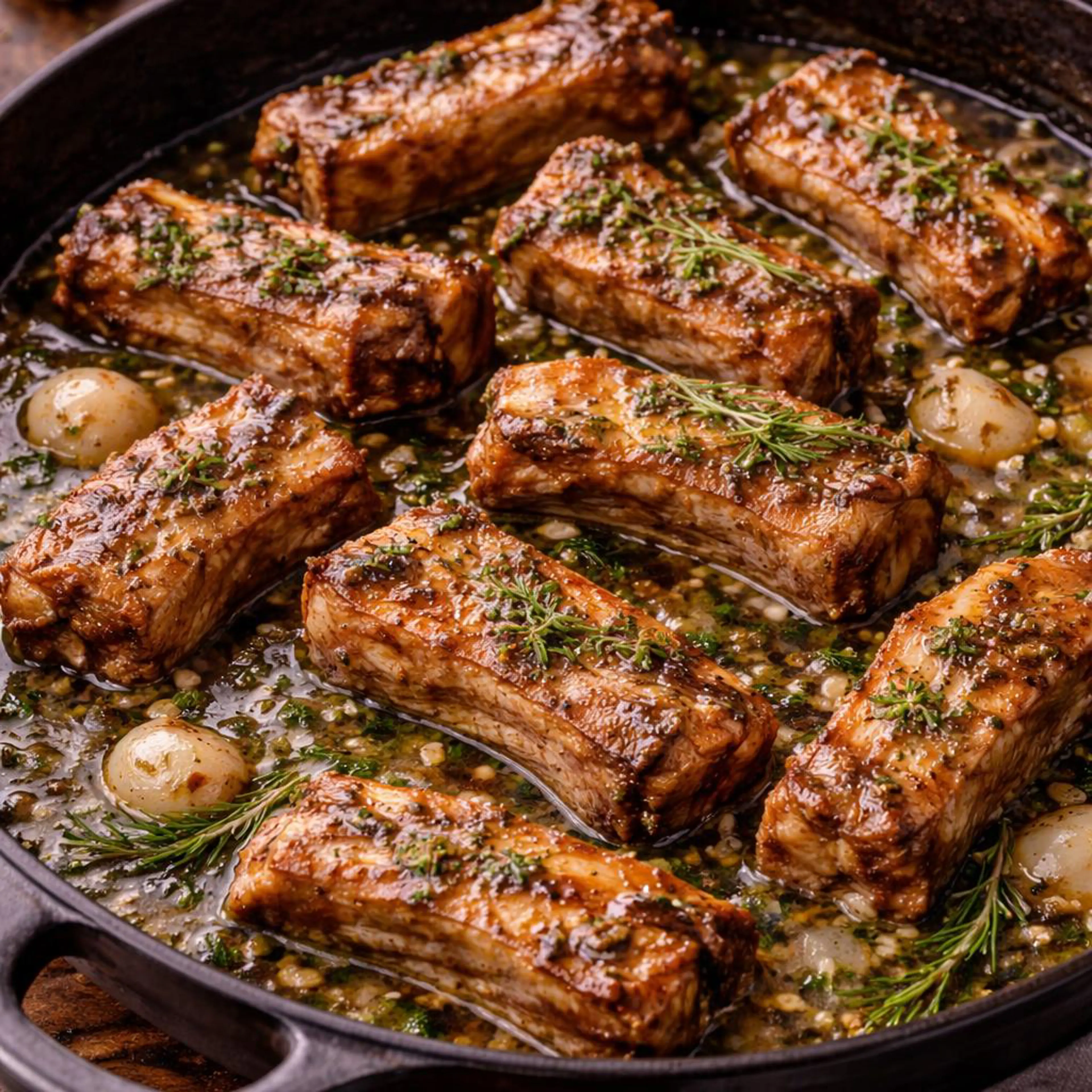 Schweinerippchen mit Weißwein