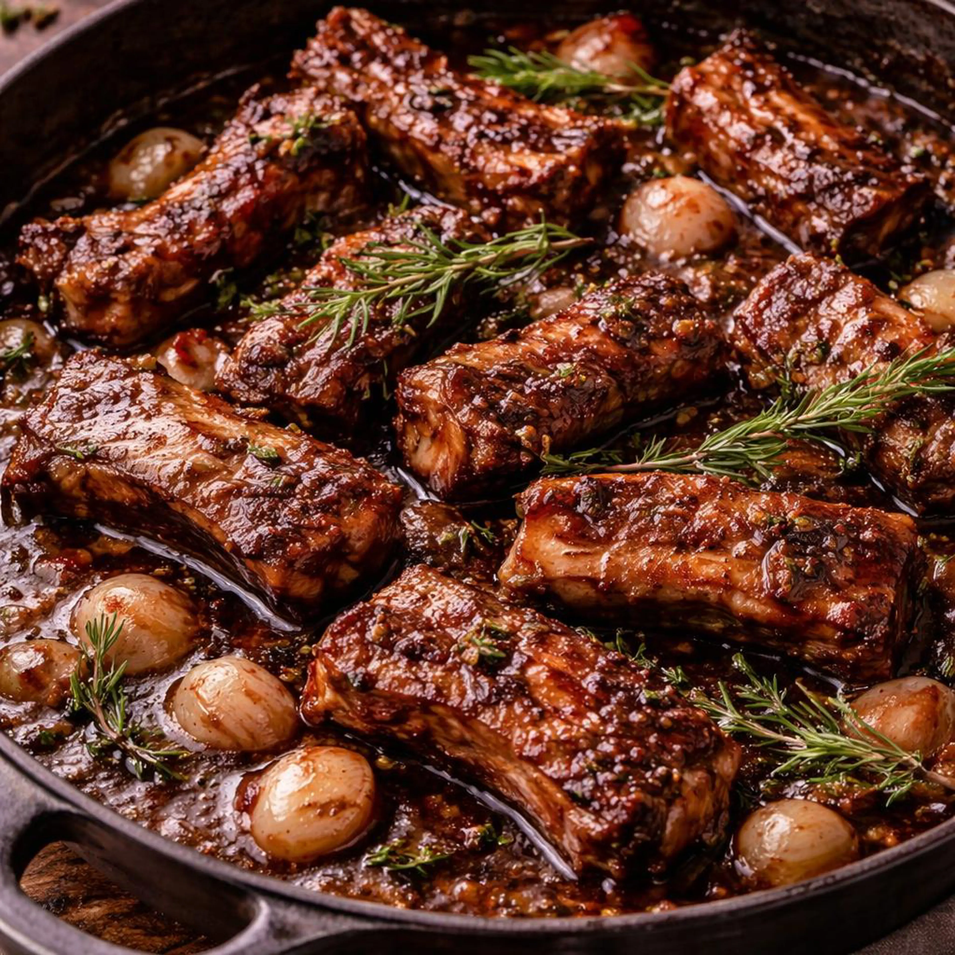 Schweinerippchen mit Rotwein