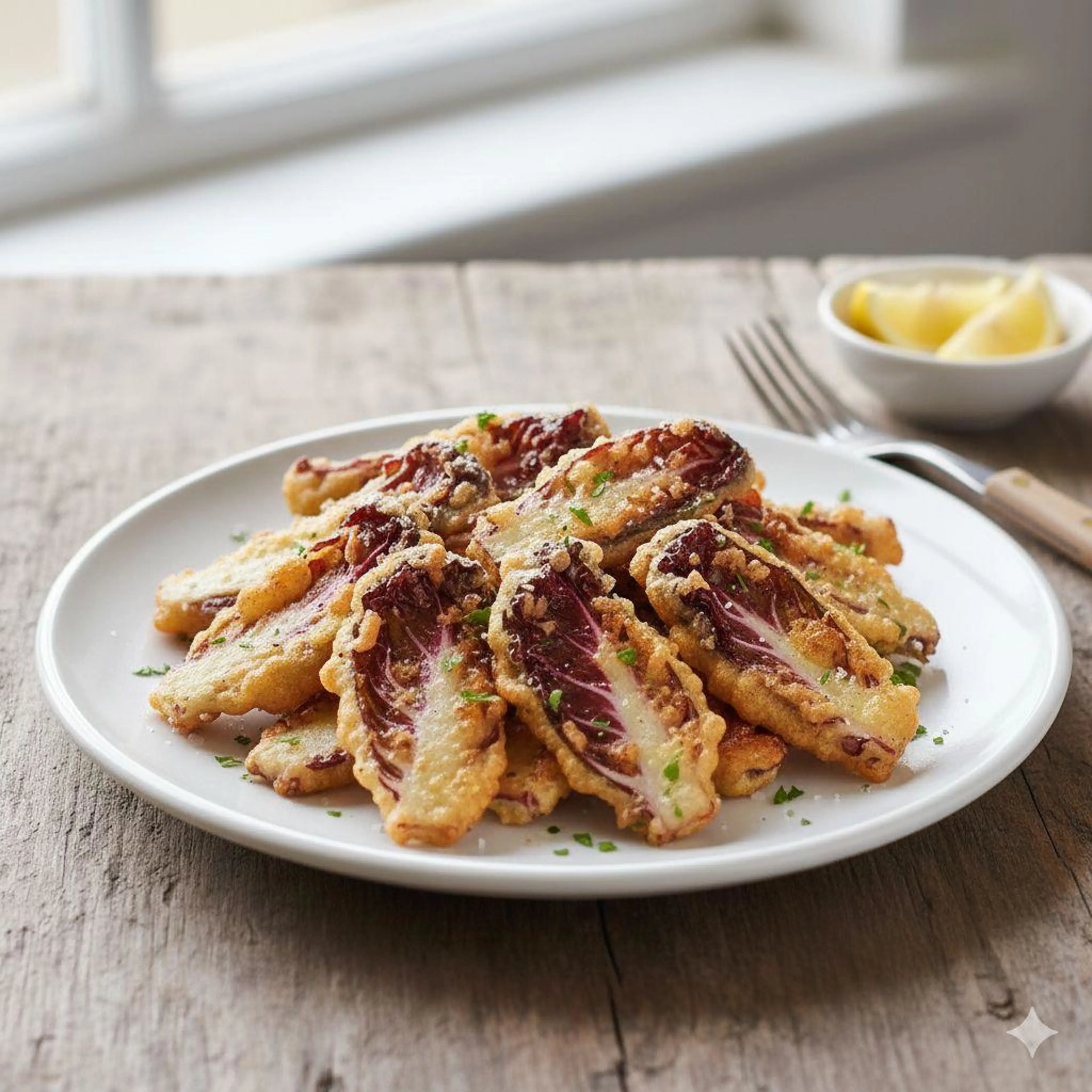 Fried red radicchio