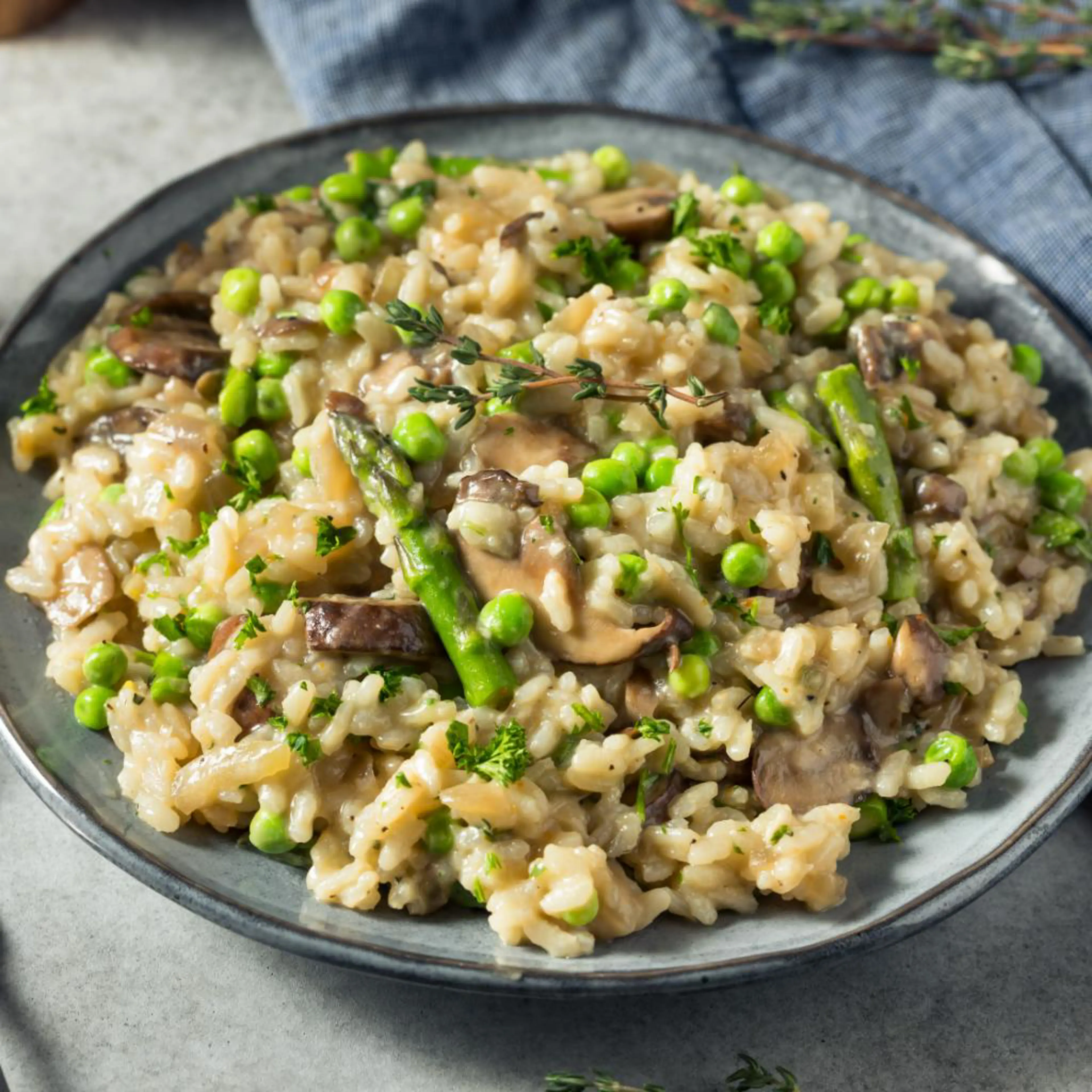 Risotto funghi e asparagi