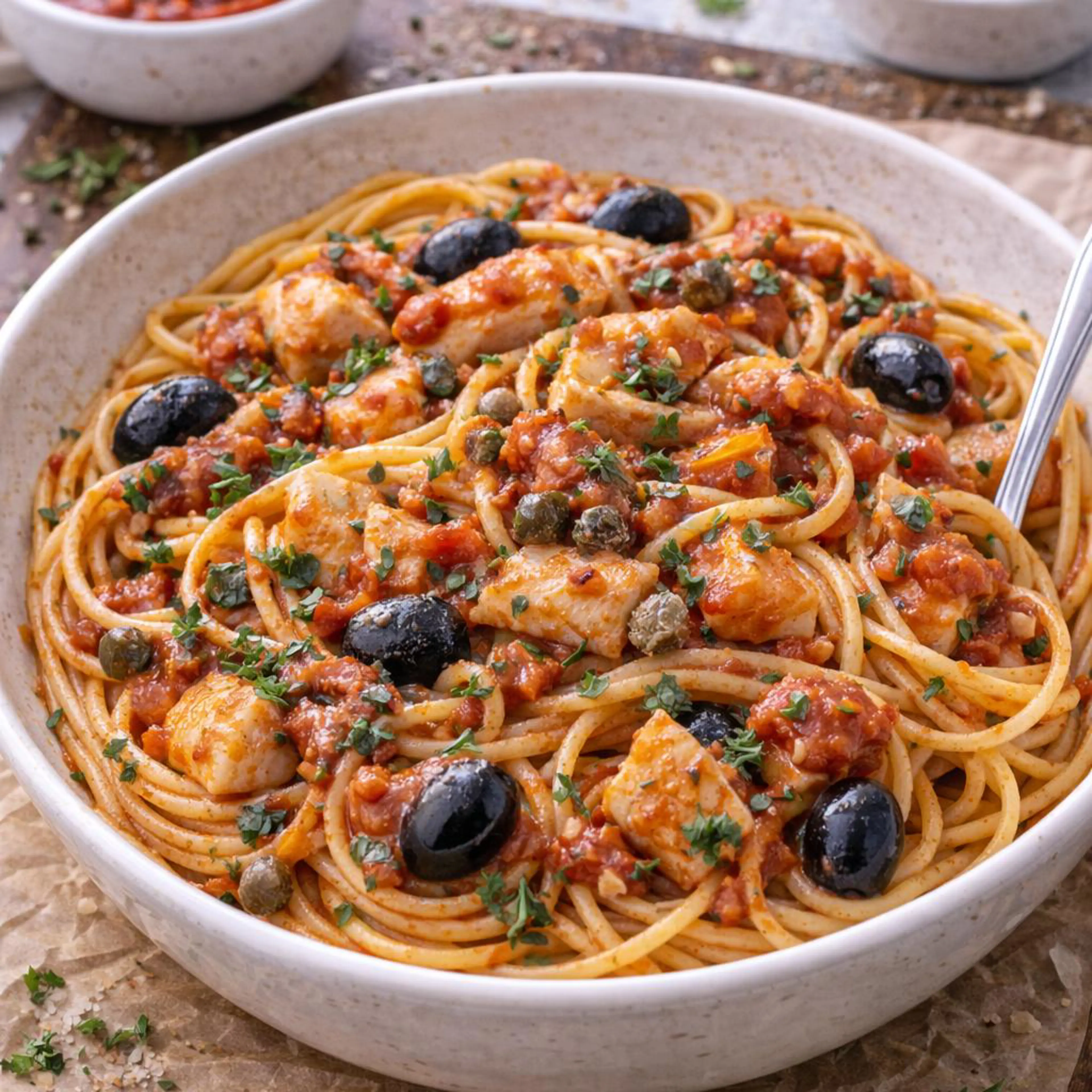 Spaghetti al sugo di merluzzo