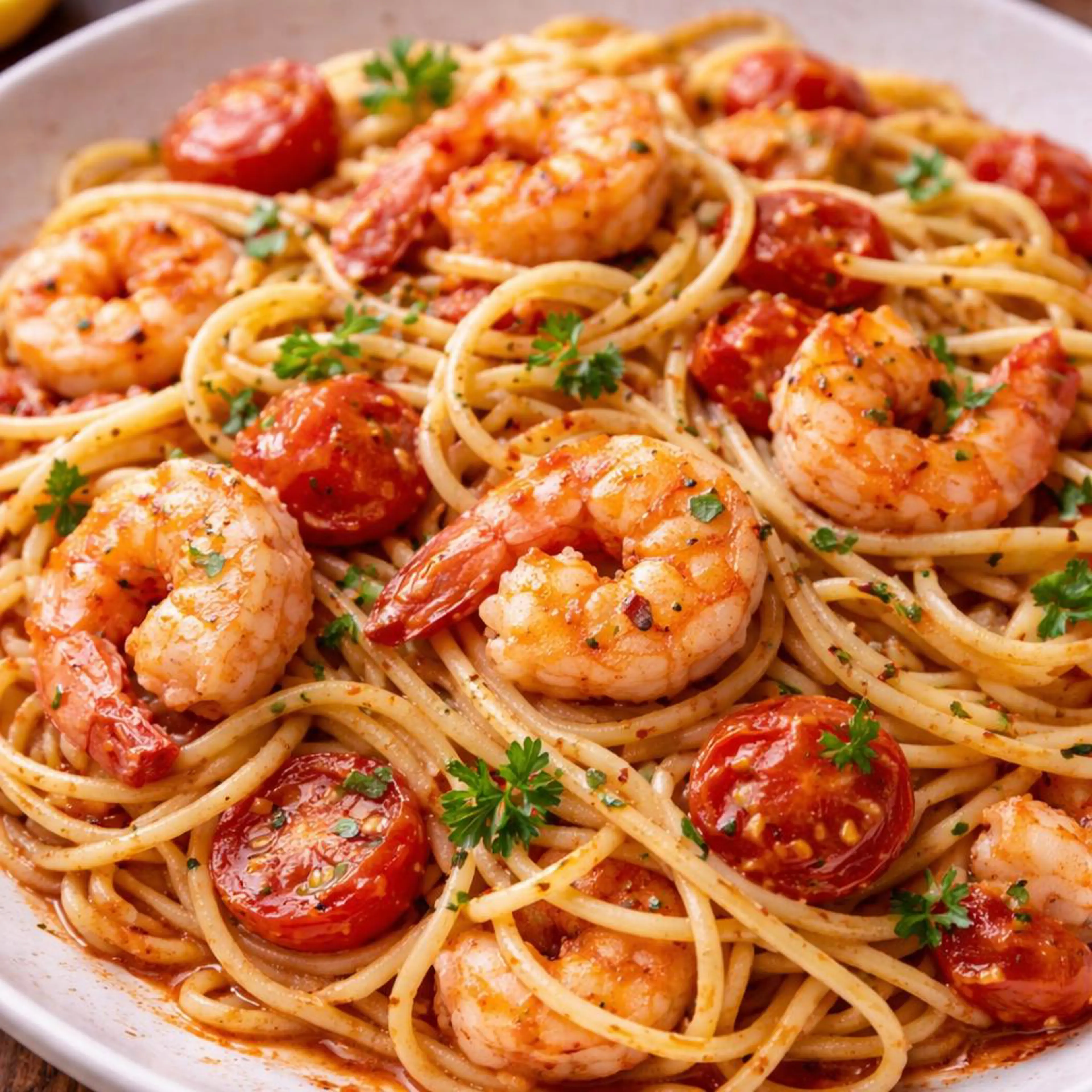 Spaghetti aux crevettes