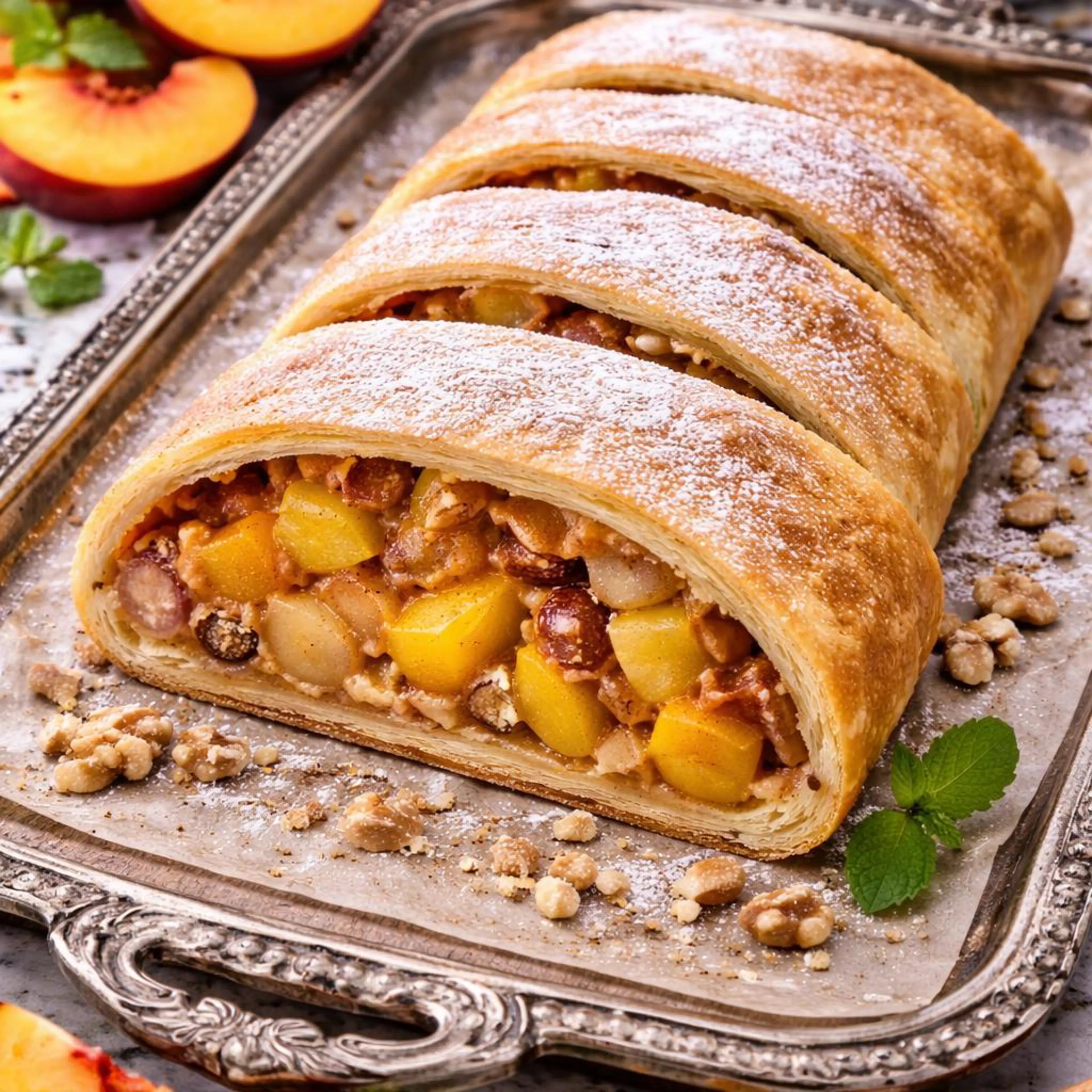 Strudel z brzoskwiniami