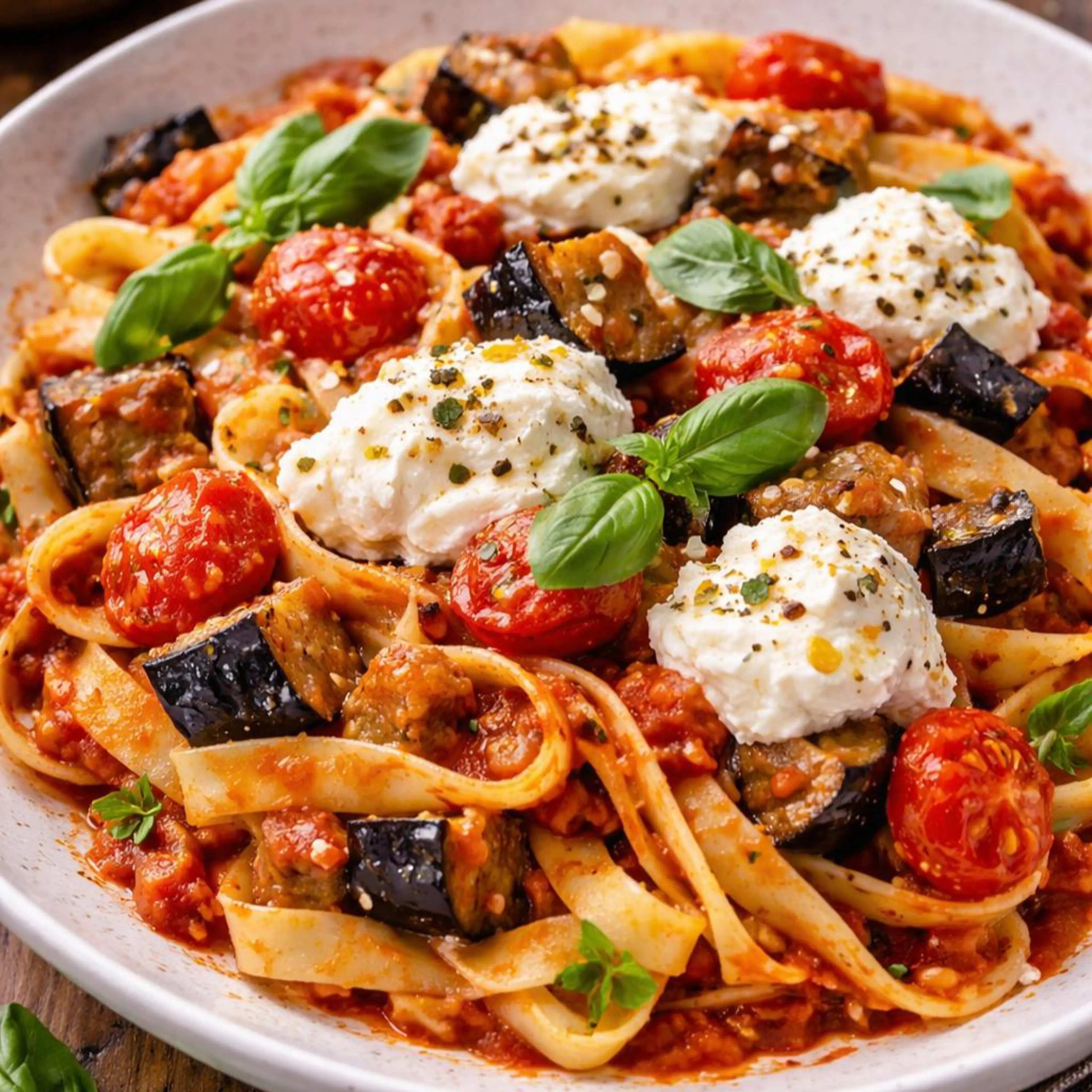 Tagliatelle com beringelas