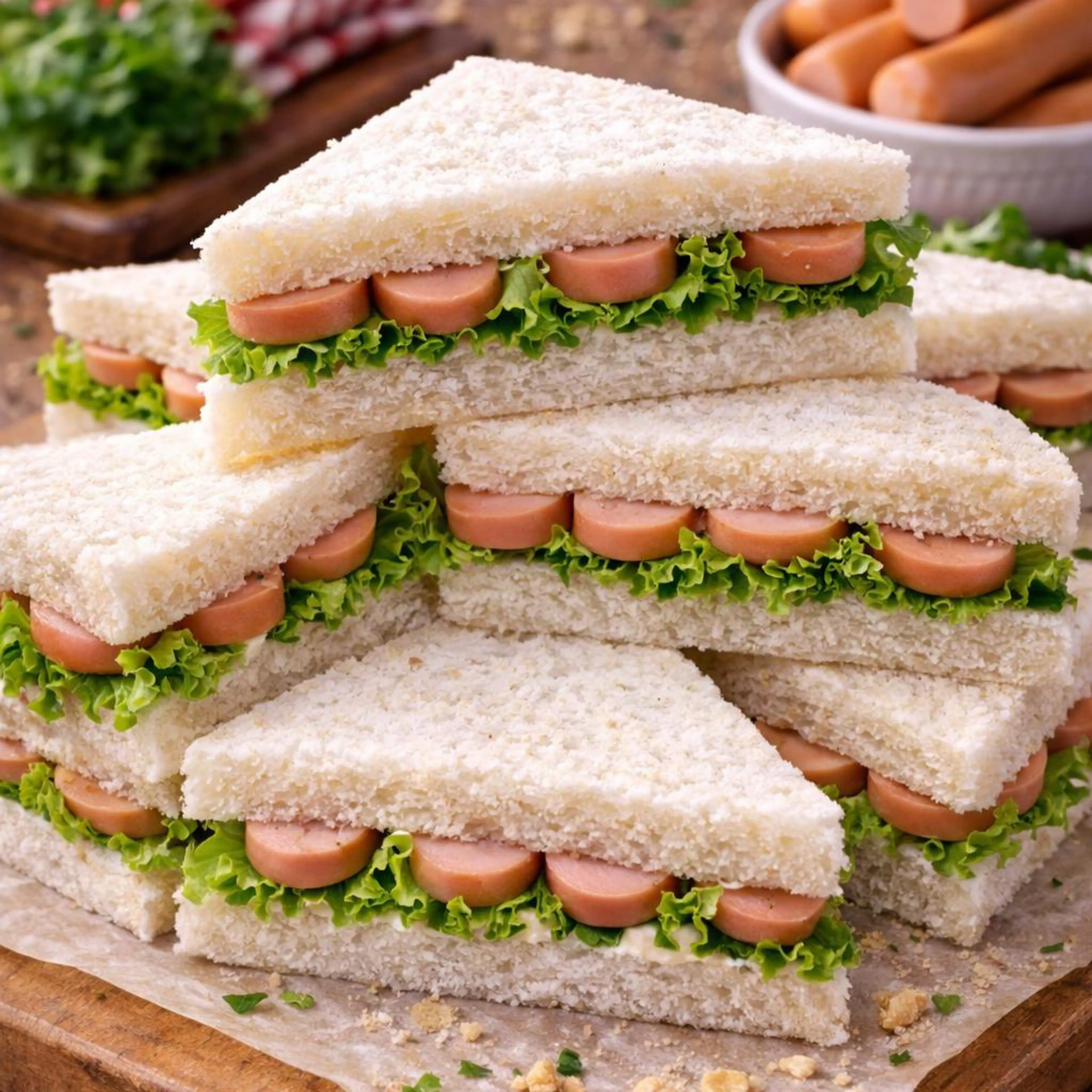 Sandwiches mit Bratwurst