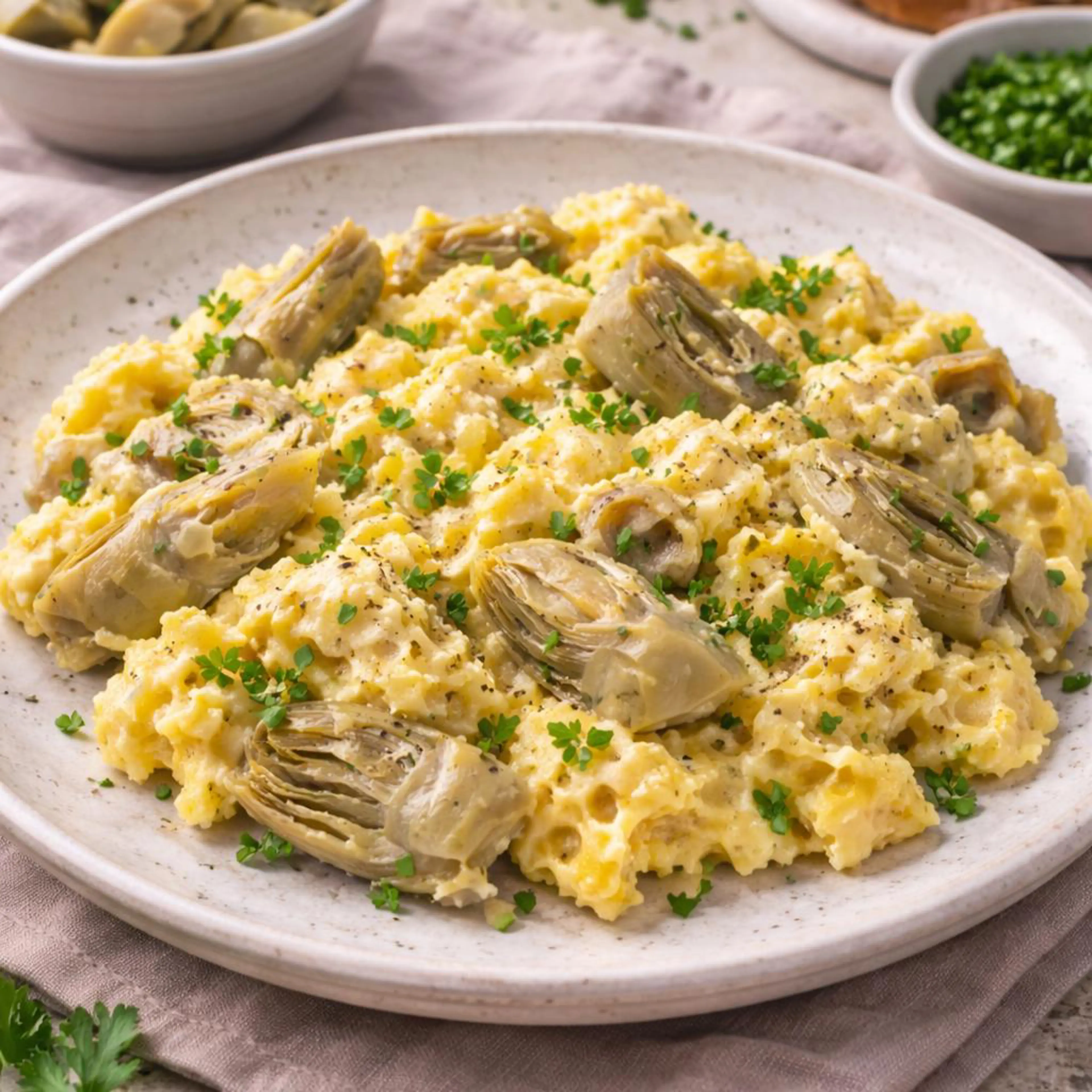 Uova strapazzate ai carciofi