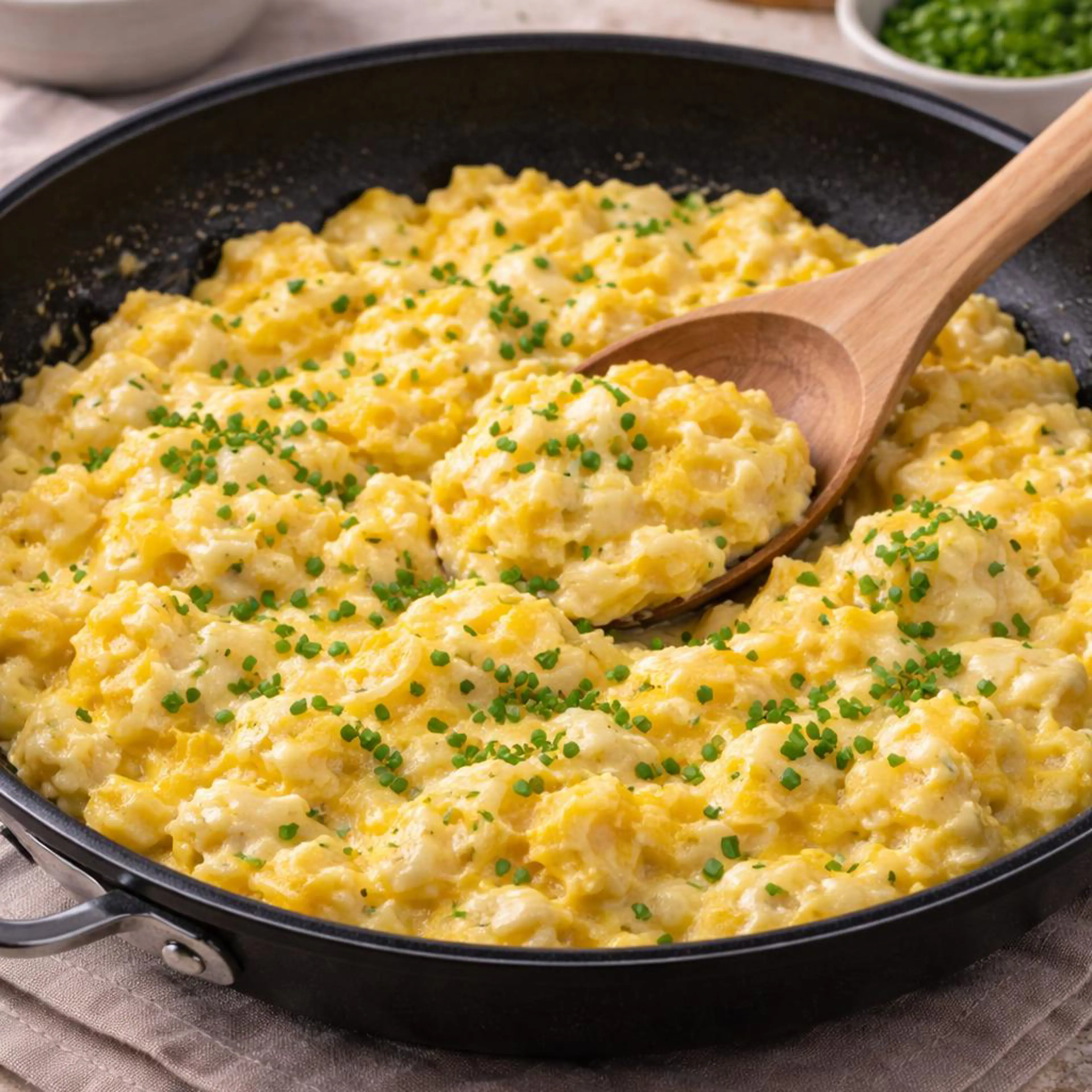 Ovos mexidos com queijo