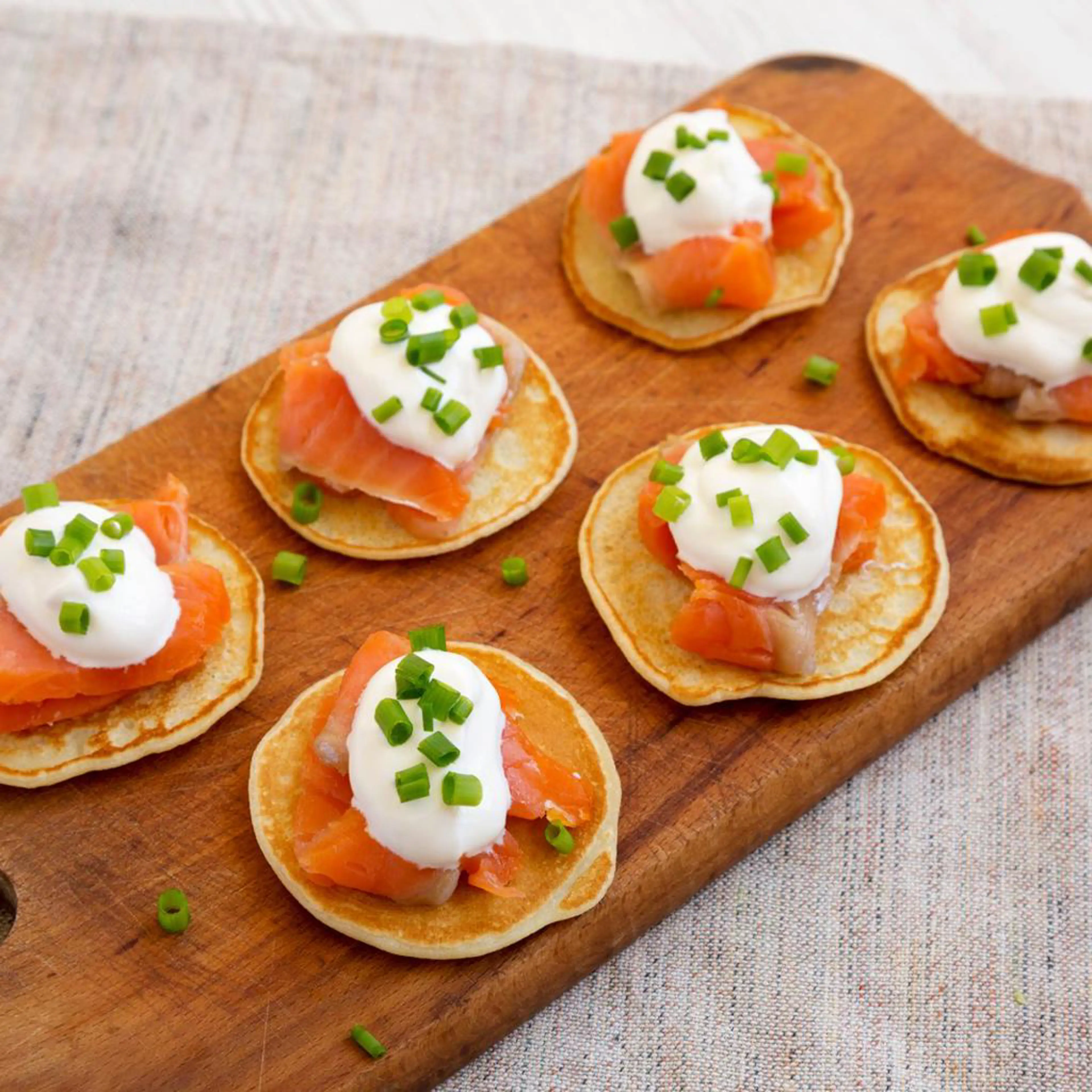 Blinis com salmão