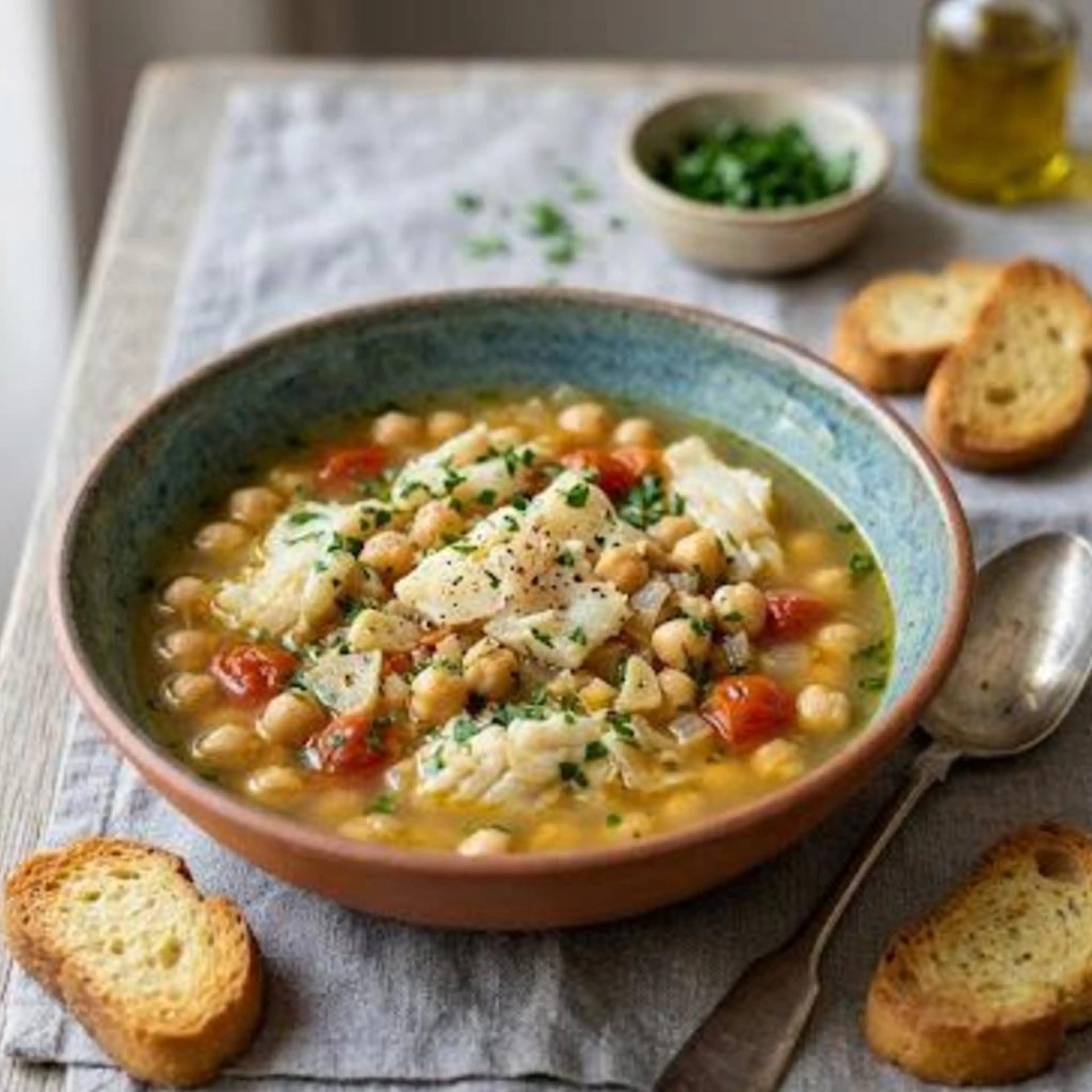Zuppa di baccalà e ceci