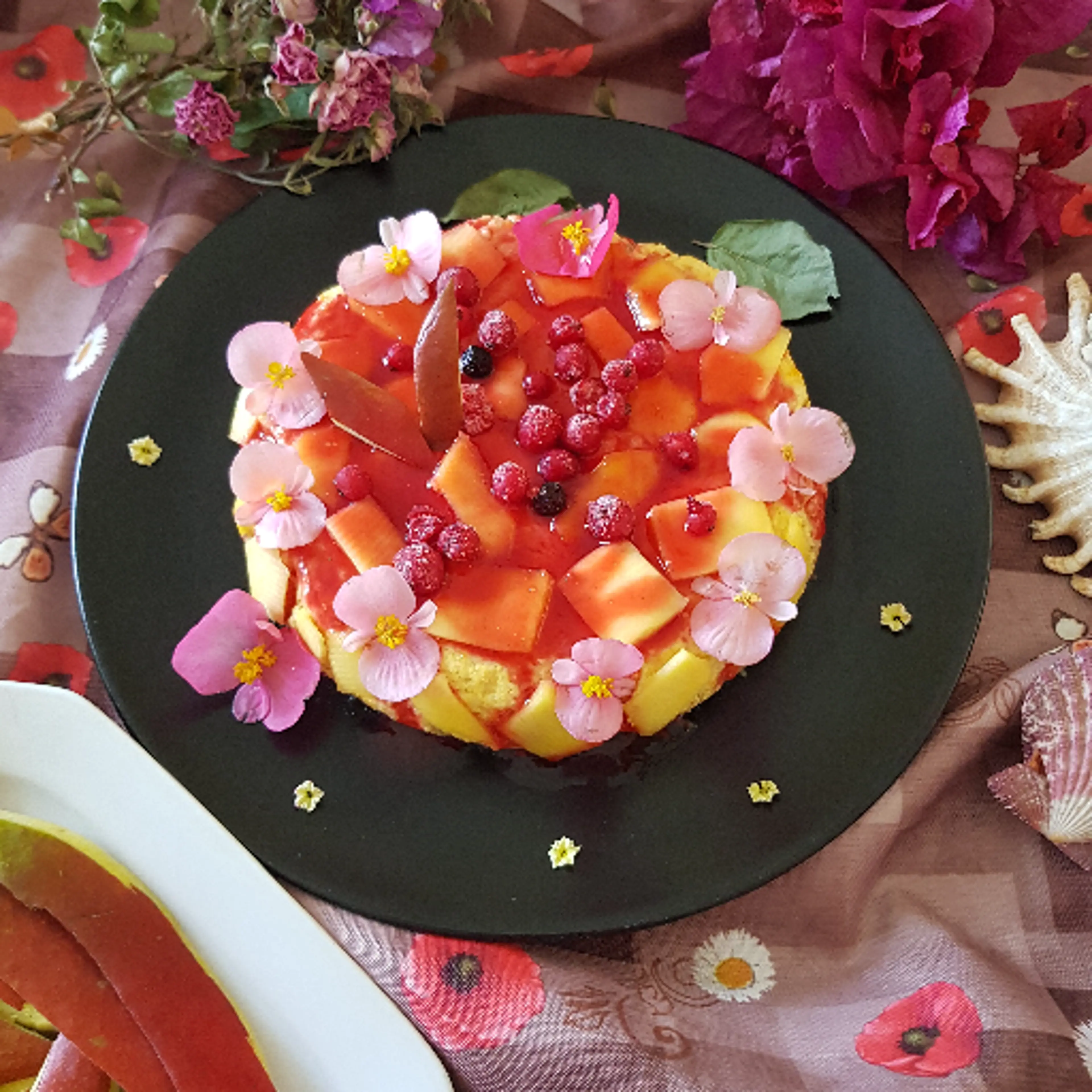 Mango cheesecake met stoomgaring.