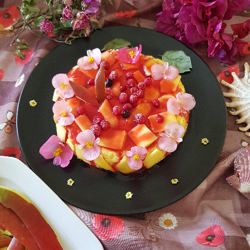 Cheesecake al mango con cottura al vapore.