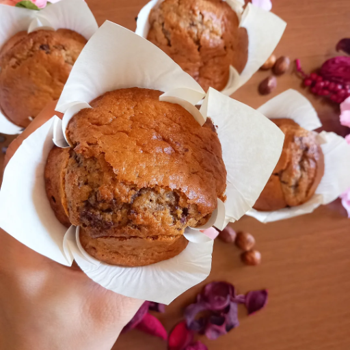 Muffin de café con harina de avellanas y chocolate sin gluten y sin lactosa