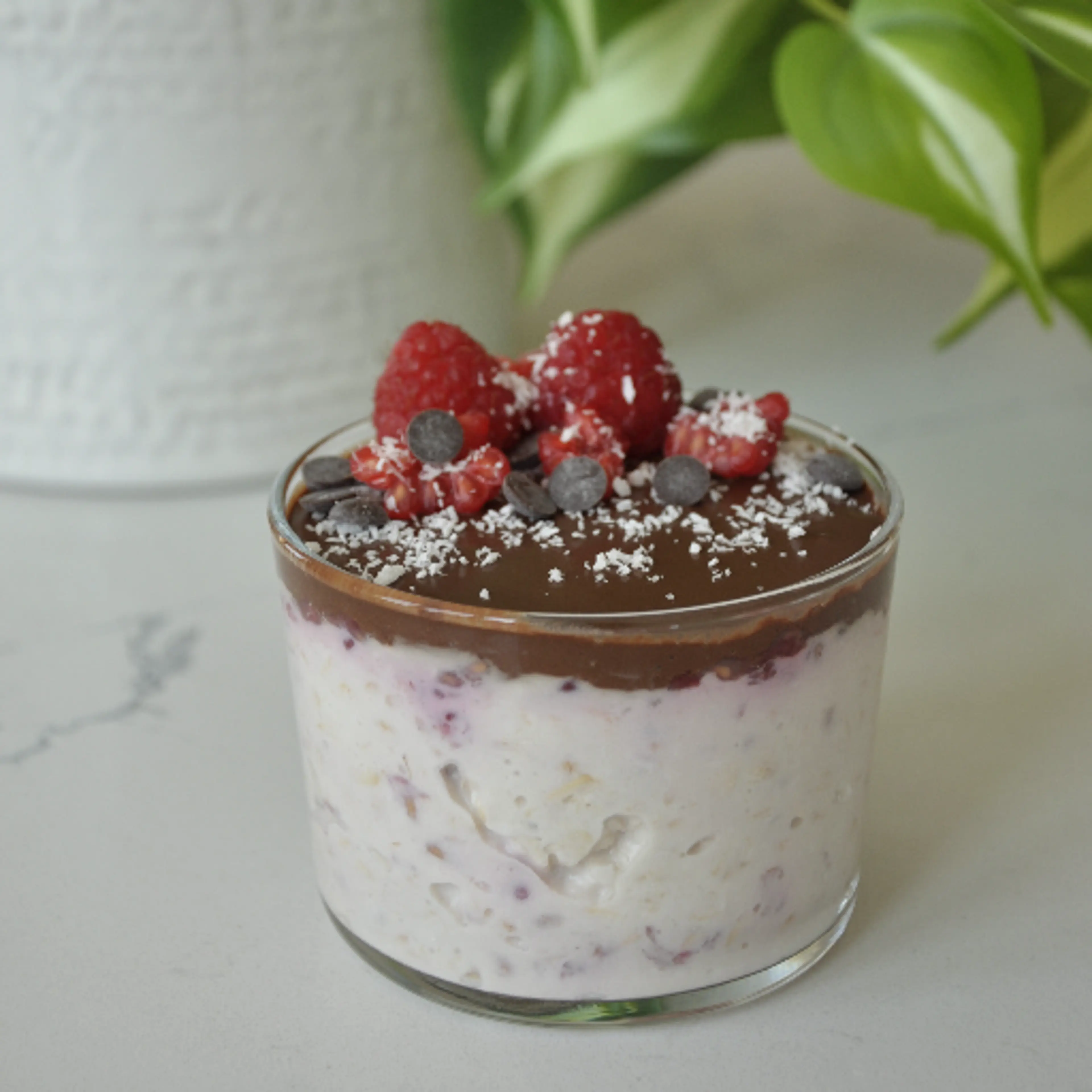 PORRIDGE COCCO LAMPONI E CIOCCOLATO VEGAN-senza cottura