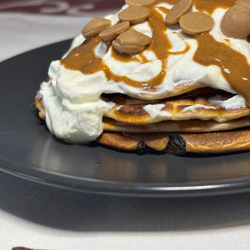Protein Pancakes with Caramel and Almond Butter