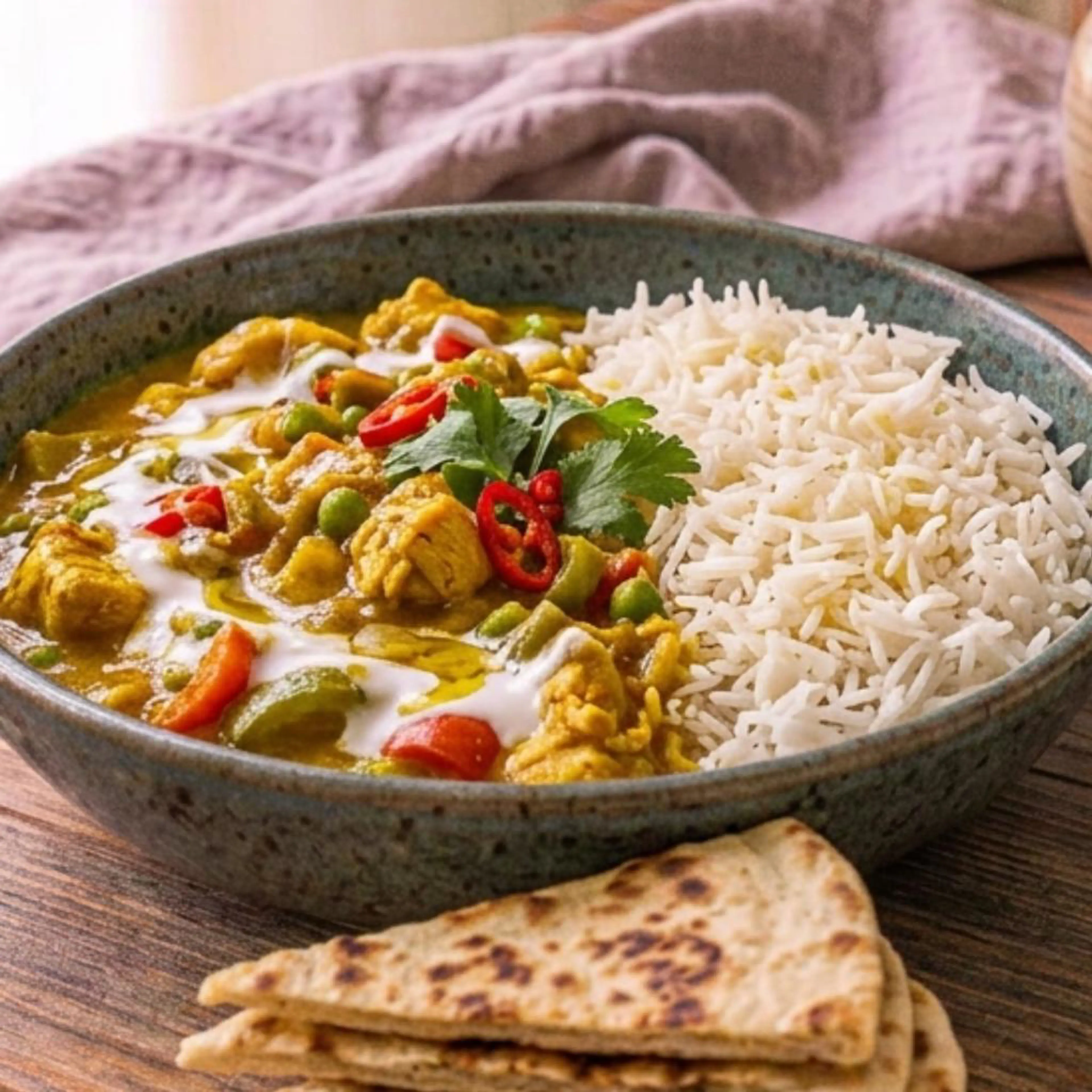 Pollo al curry sin lactosa