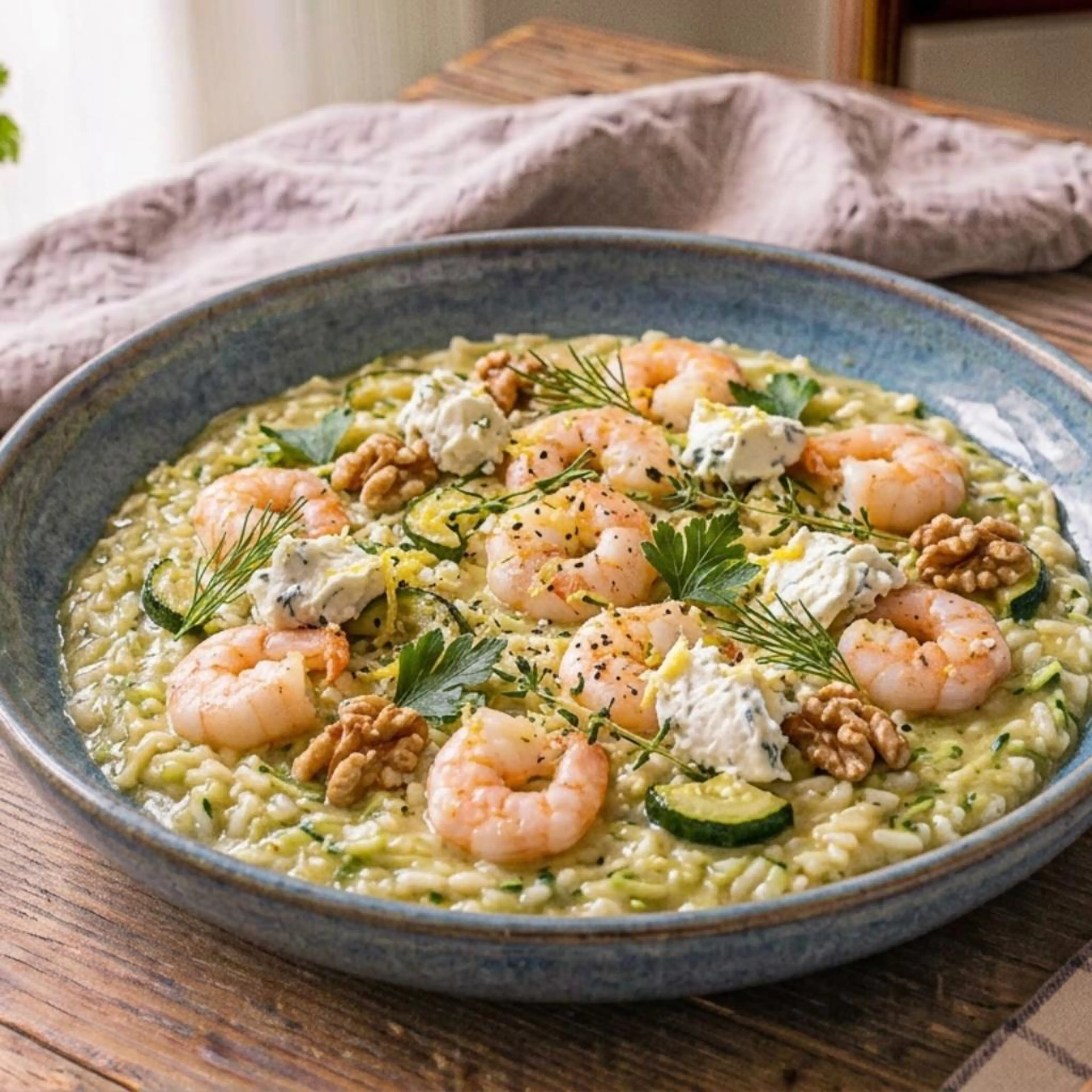 Romige risotto met courgette en munt