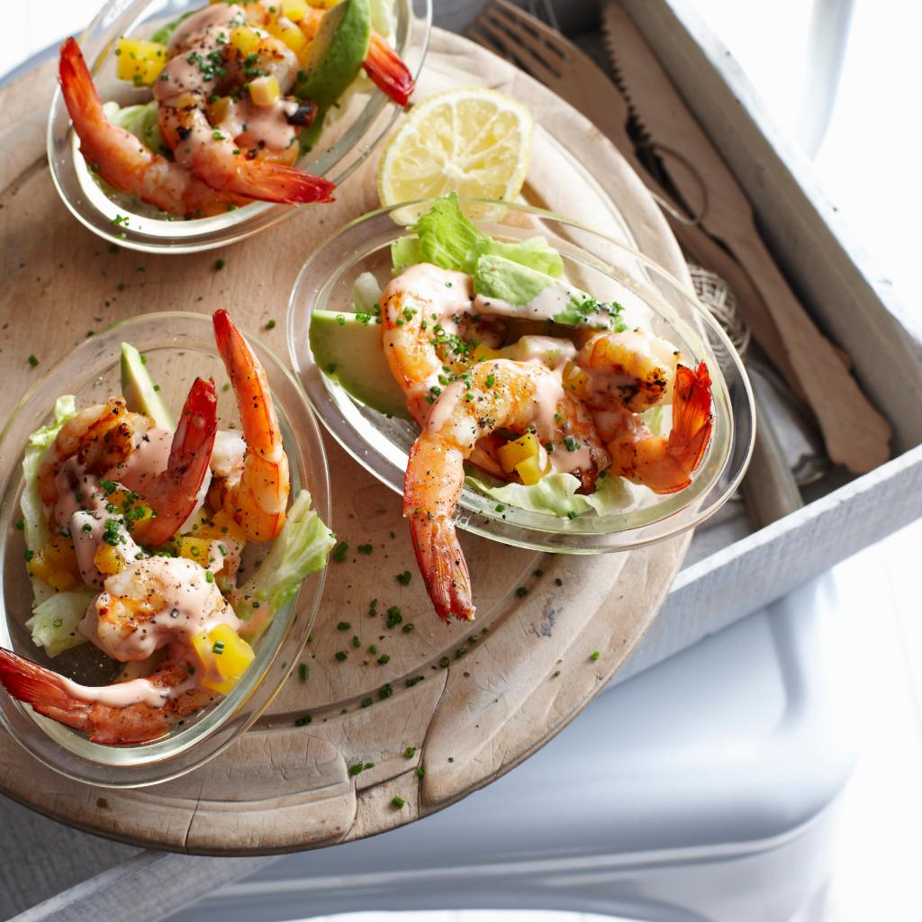 Gamberi con salsa avocado e lime