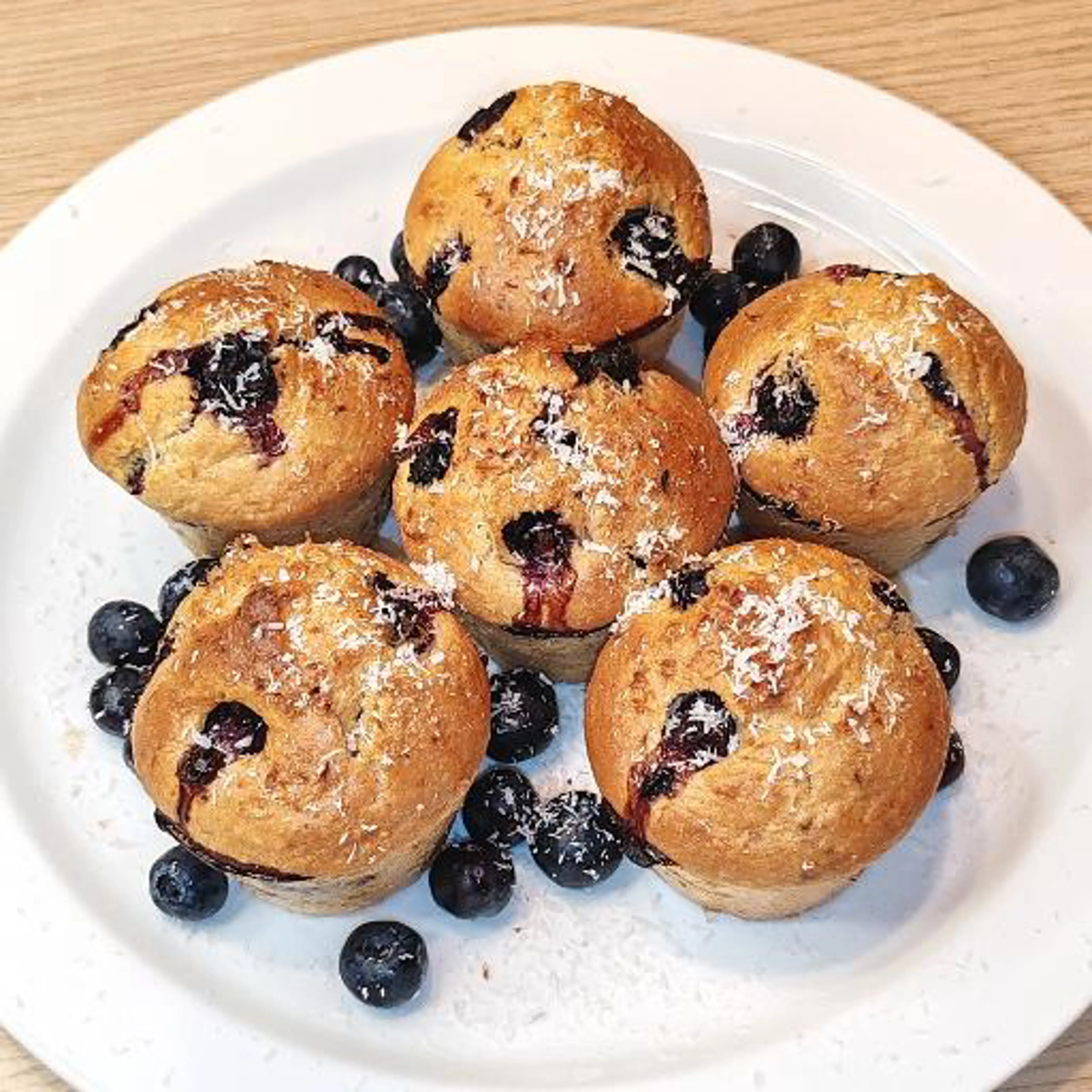 Muffins aux myrtilles et à la noix de coco