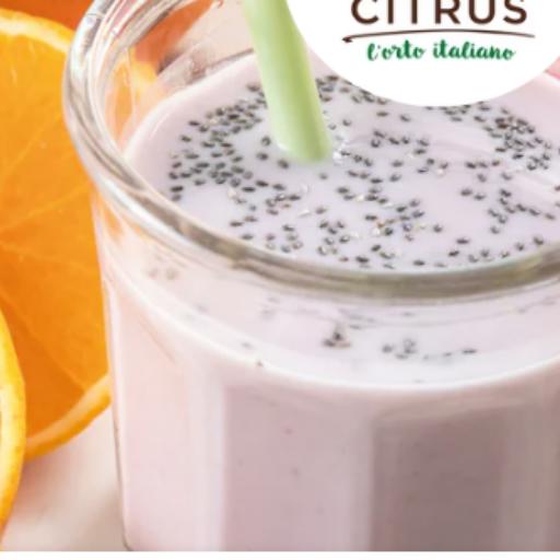 Smoothie di arance, lamponi e yogurt con semi di chia
