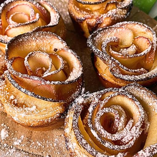 Różyczki z ciasta francuskiego i jabłka