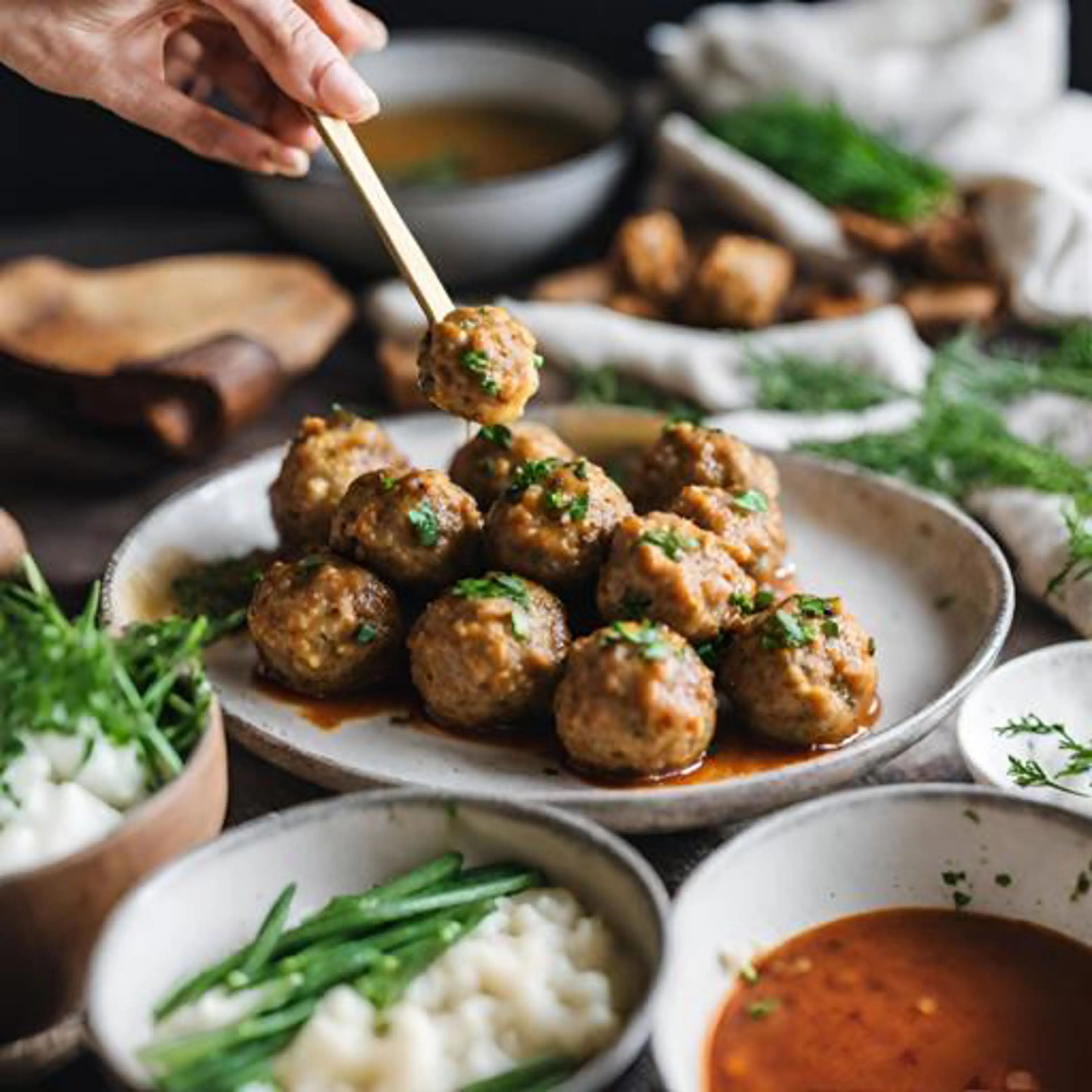 Tofu-Bรคllchen mit Schnittlauch