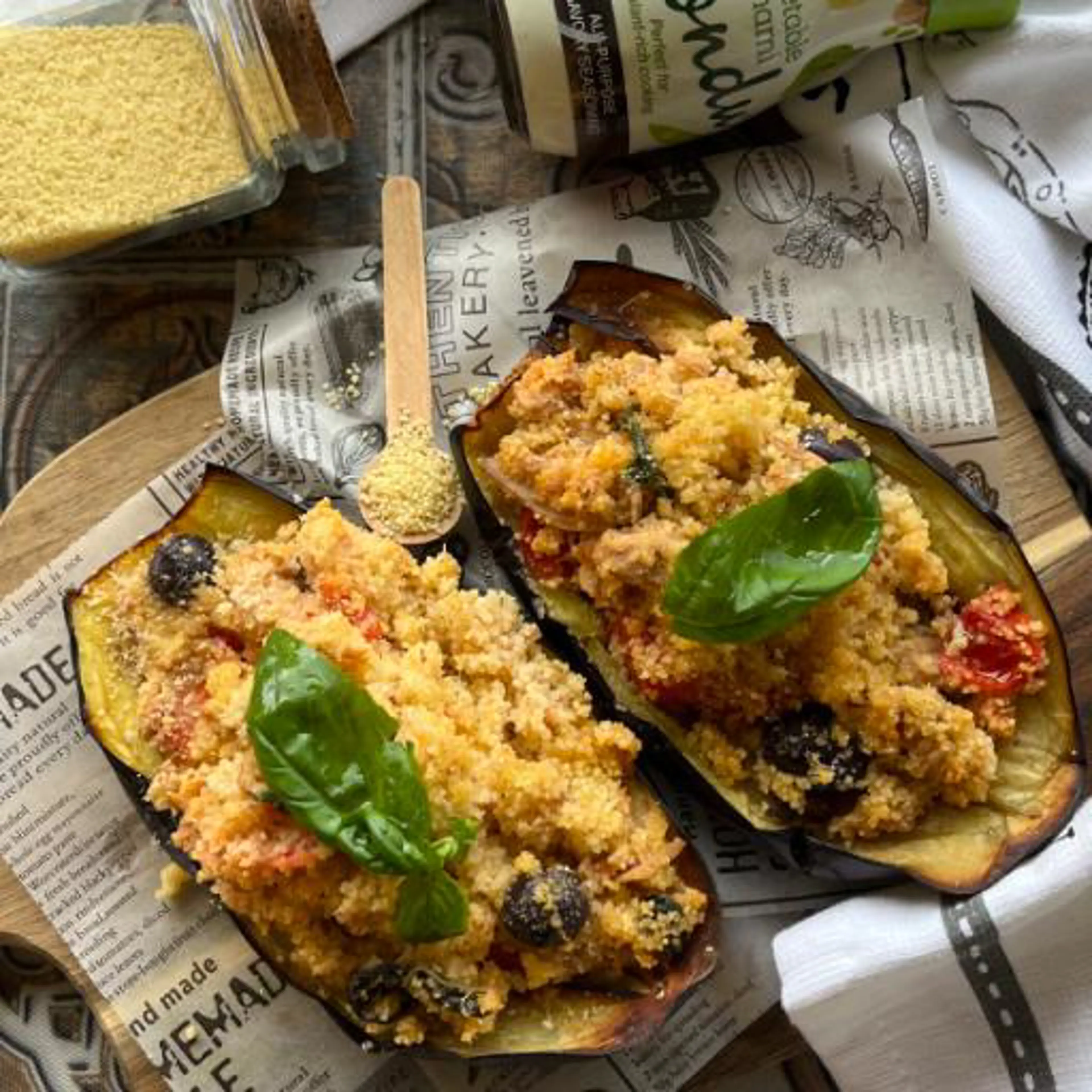 Baked eggplant with cous cous