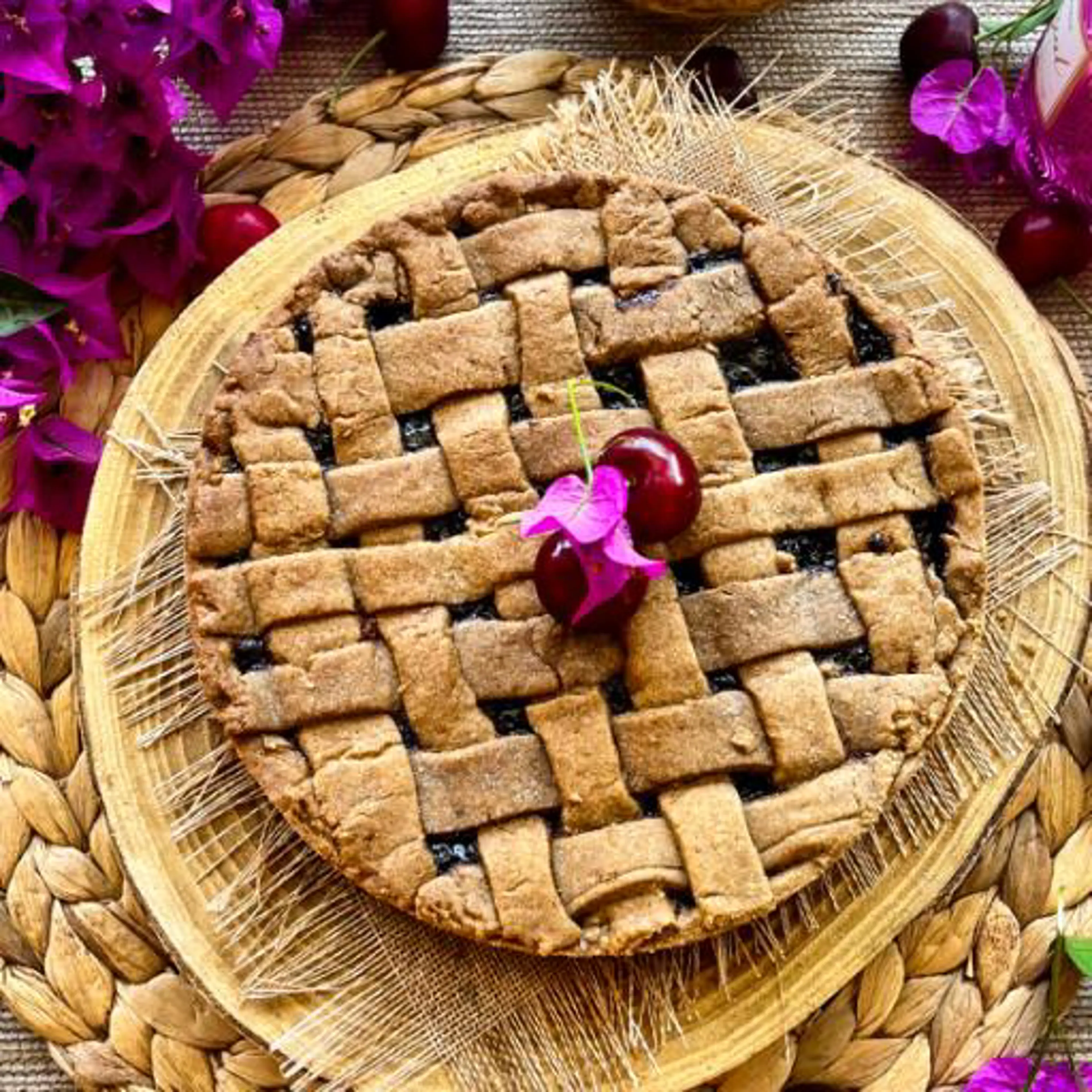 Tarte de centeio com compota de cerejas 🥧 biológica