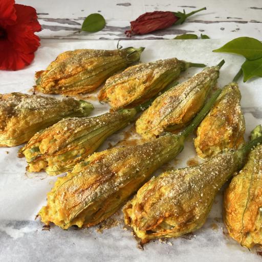 Fiori di zucca ripieni gratinati
