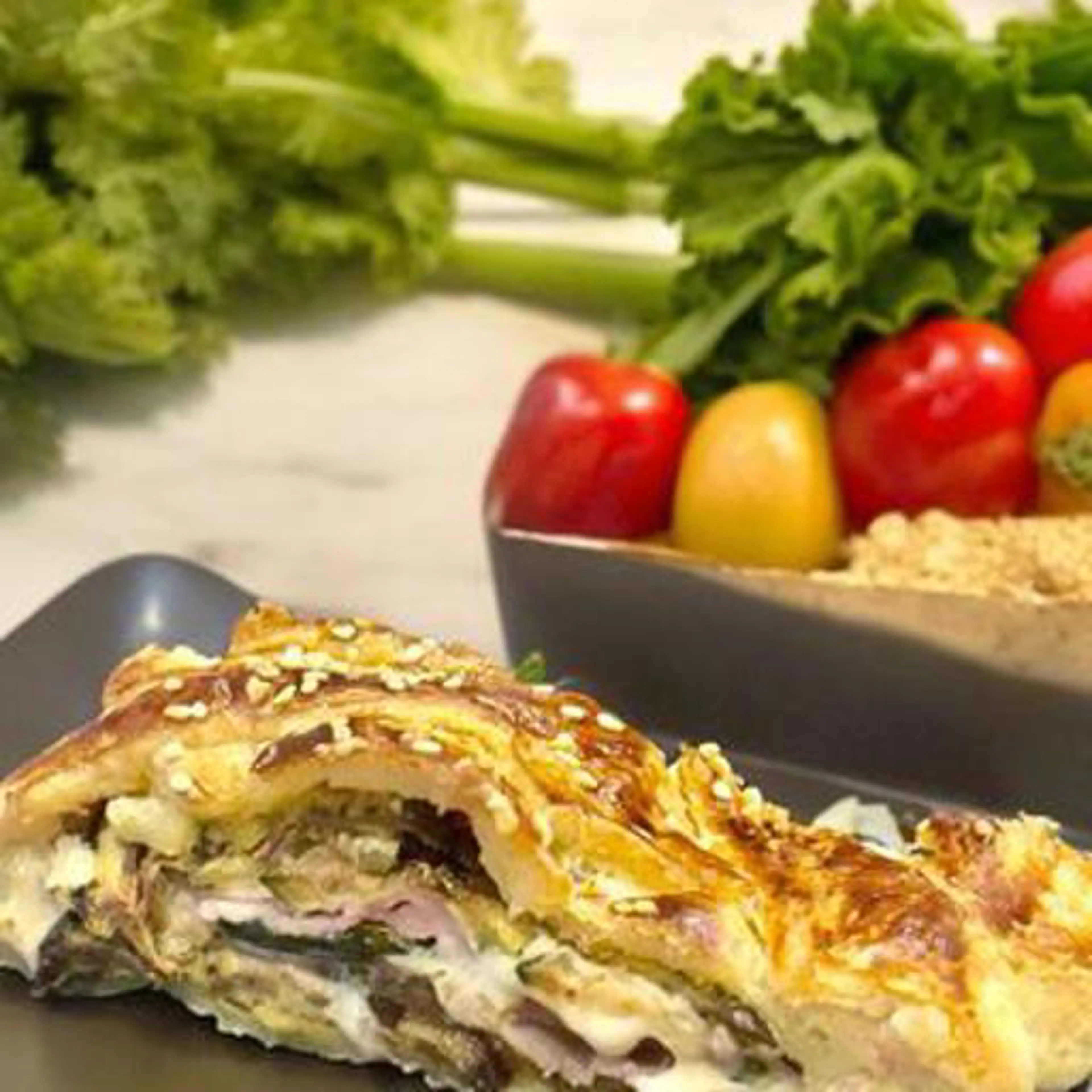 Strudel à l'hummus et aux légumes grillés